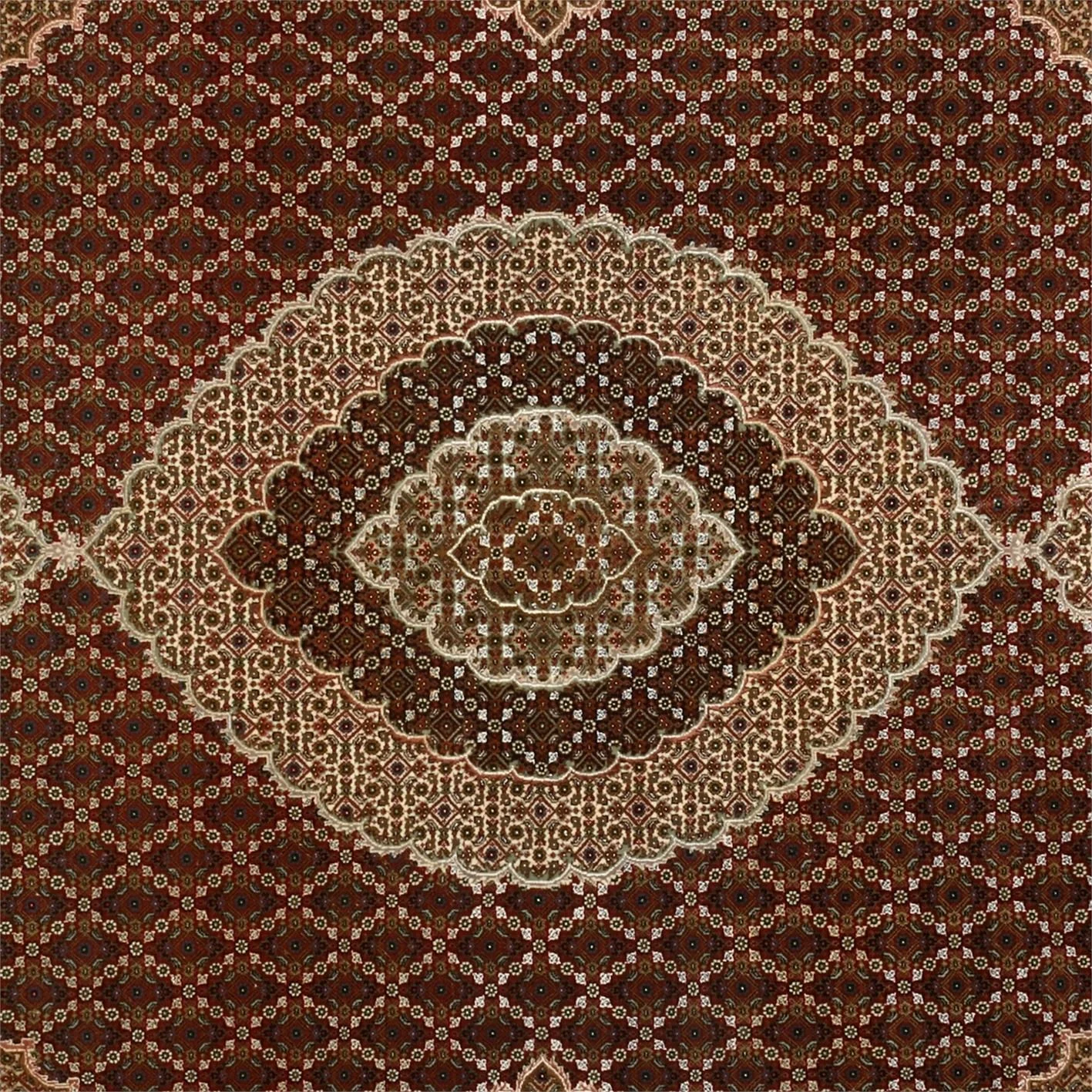Tabriz Indian Rug — hand-knotted, 253 × 353 cm, Wool & Silk