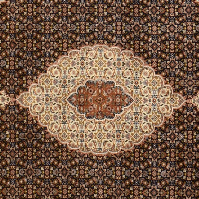 Hand-Knotted Wool & Silk Tabriz Indian Rug, 201 × 295 cm