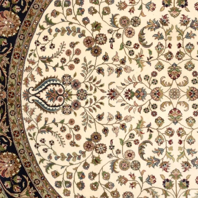 Hand-Knotted Wool Isfahan Indian Rug, 247 × 247 cm