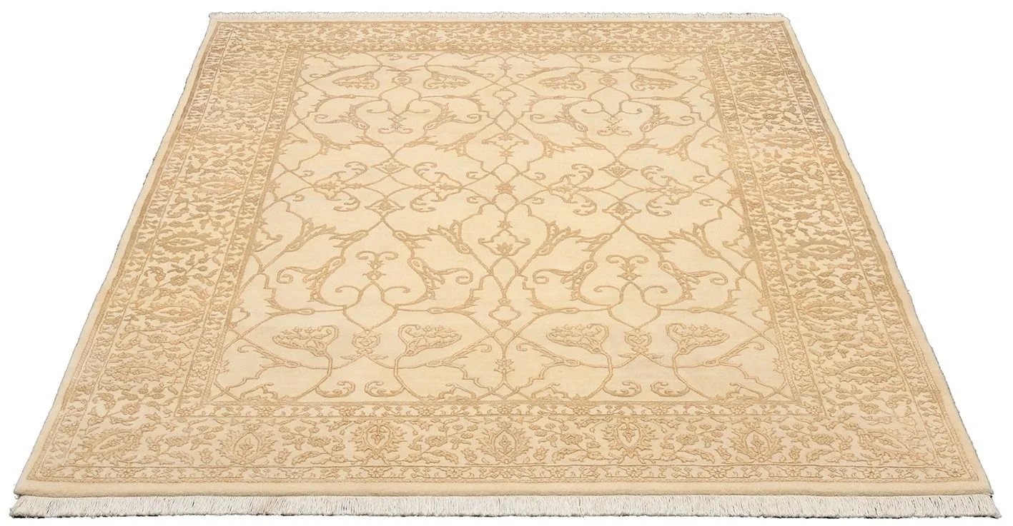 Hand-Knotted Wool & Silk Tabriz Indian Rug, 175 × 260 cm