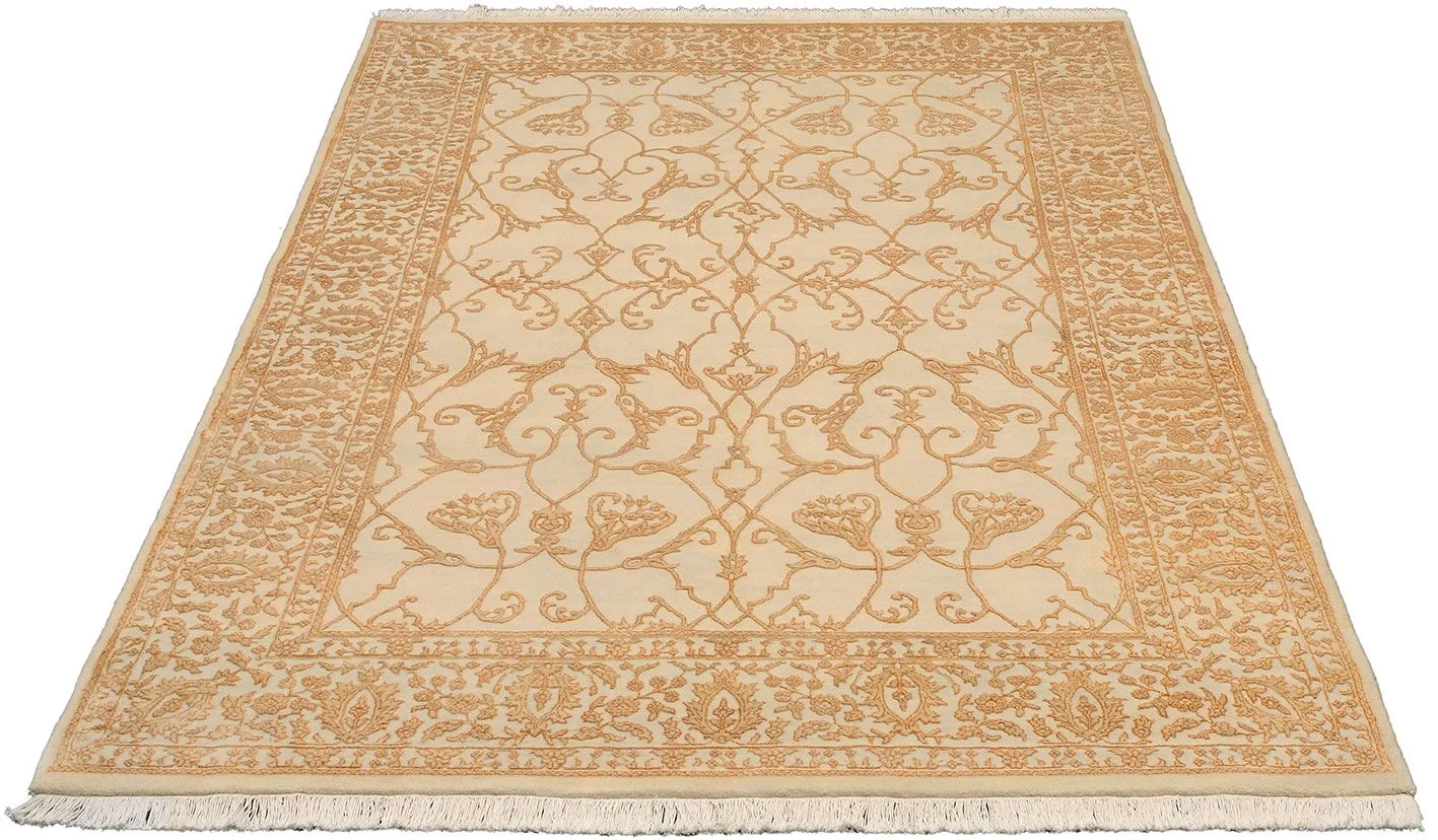Hand-Knotted Wool Tabriz Indian Rug, 163 × 248 cm