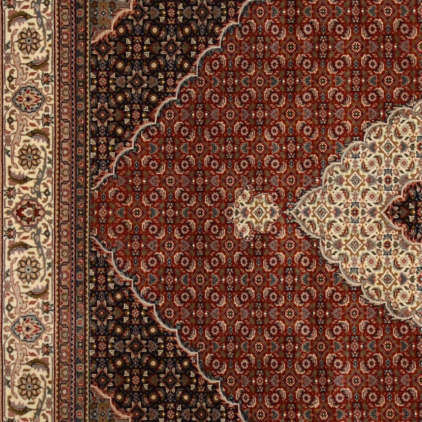 Tabriz Indian Rug 244 × 295 cm, Wool & Silk, hand-knotted