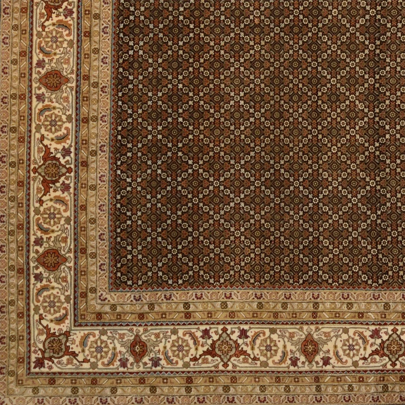 Hand-Knotted Wool & Silk Tabriz Indian Rug, 254 × 308 cm