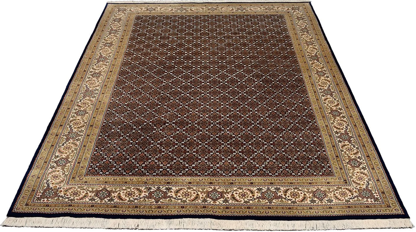 Hand-Knotted Wool & Silk Tabriz Indian Rug, 204 × 310 cm