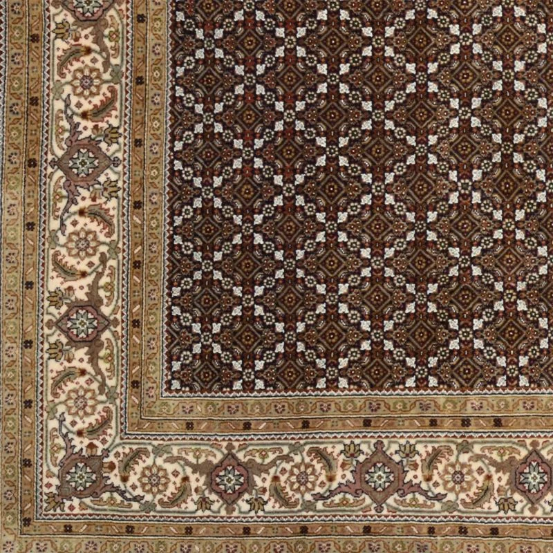 Hand-Knotted Wool & Silk Tabriz Indian Rug, 204 × 310 cm