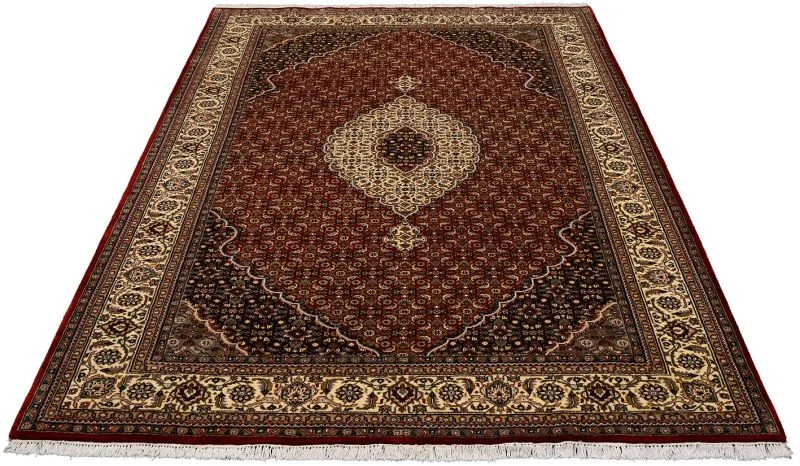 Hand-Knotted Wool & Silk Tabriz Indian Rug, 203 × 307 cm