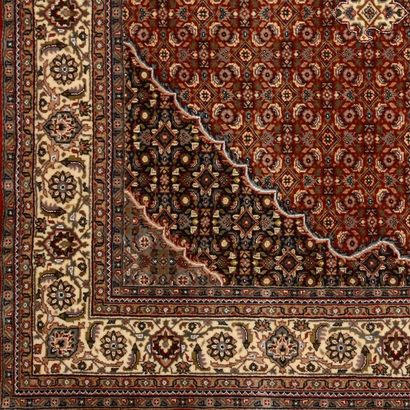 Hand-Knotted Wool & Silk Tabriz Indian Rug, 203 × 307 cm