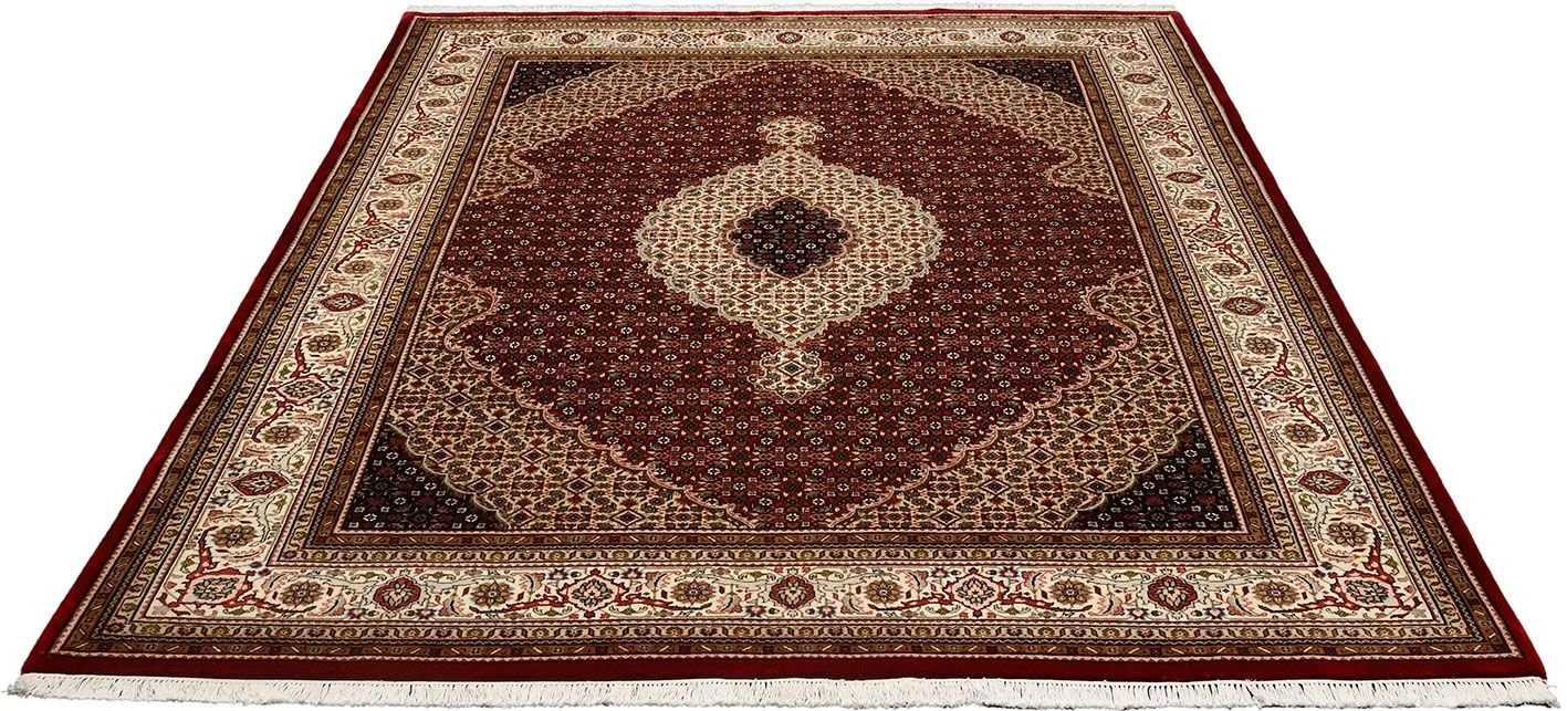 Hand-Knotted Wool & Silk Tabriz Indian Rug, 242 × 306 cm