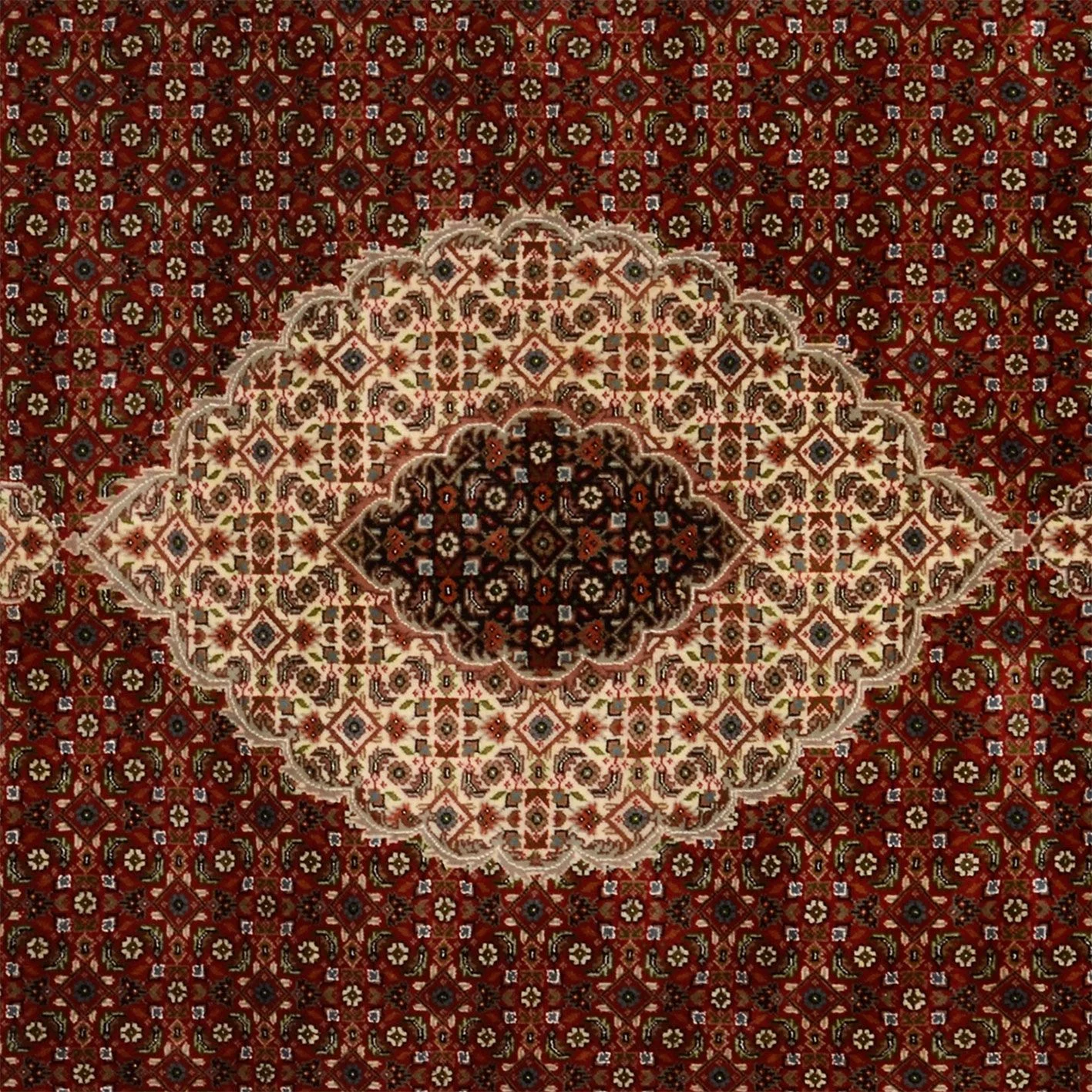 Hand-Knotted Wool & Silk Tabriz Indian Rug, 242 × 306 cm