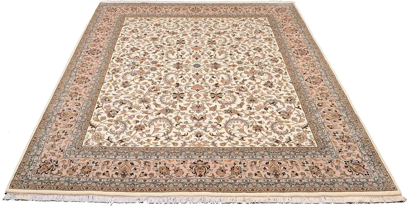 Hand-Knotted Wool Isfahan Indian Rug, 247 × 299 cm