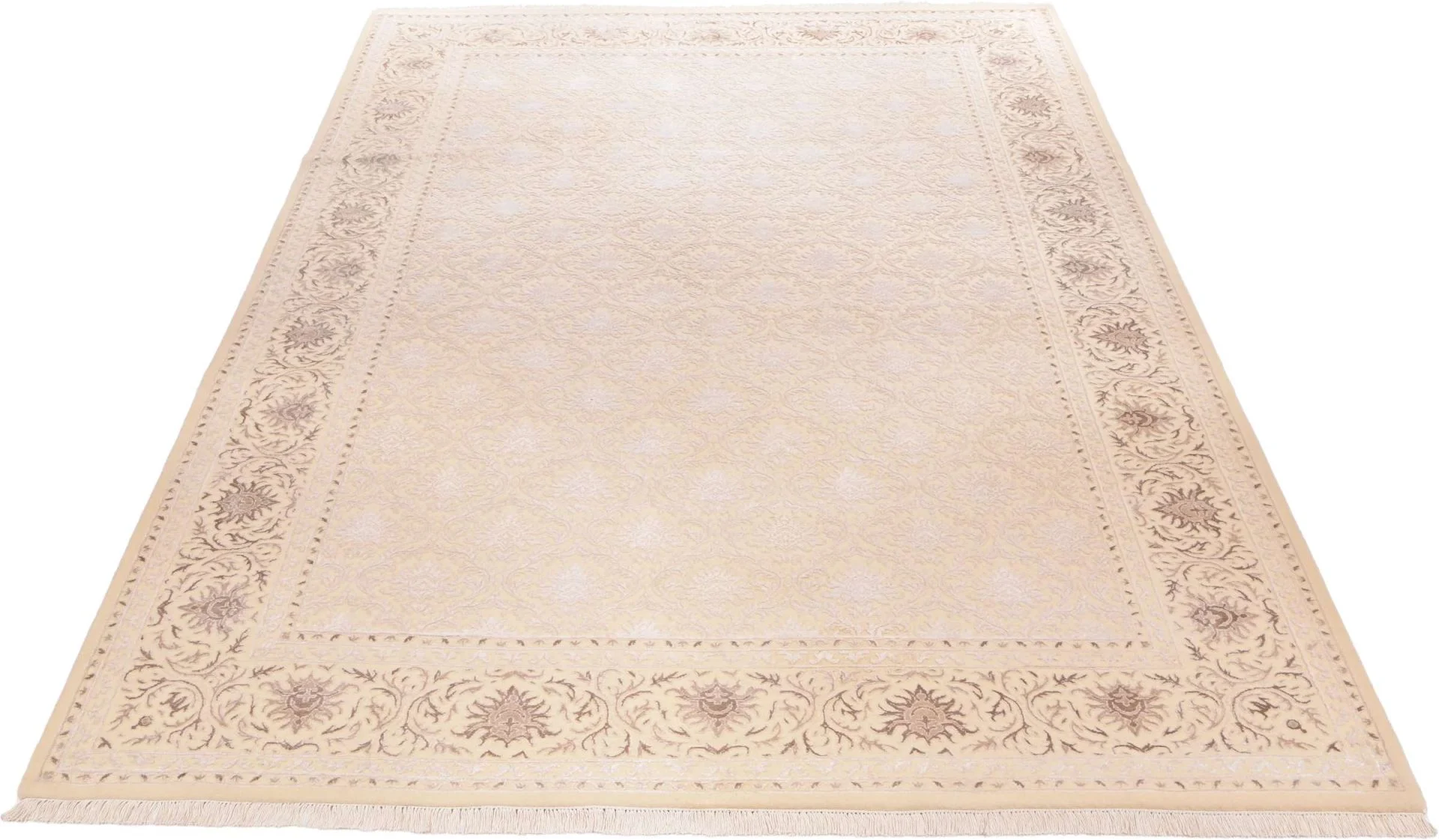 orientteppich-tabriz-207-x-304-cm-schurwolle-handgeknupft-beige-1 Hand-Knotted Wool Tabriz Indian Rug, 207 × 304 cm