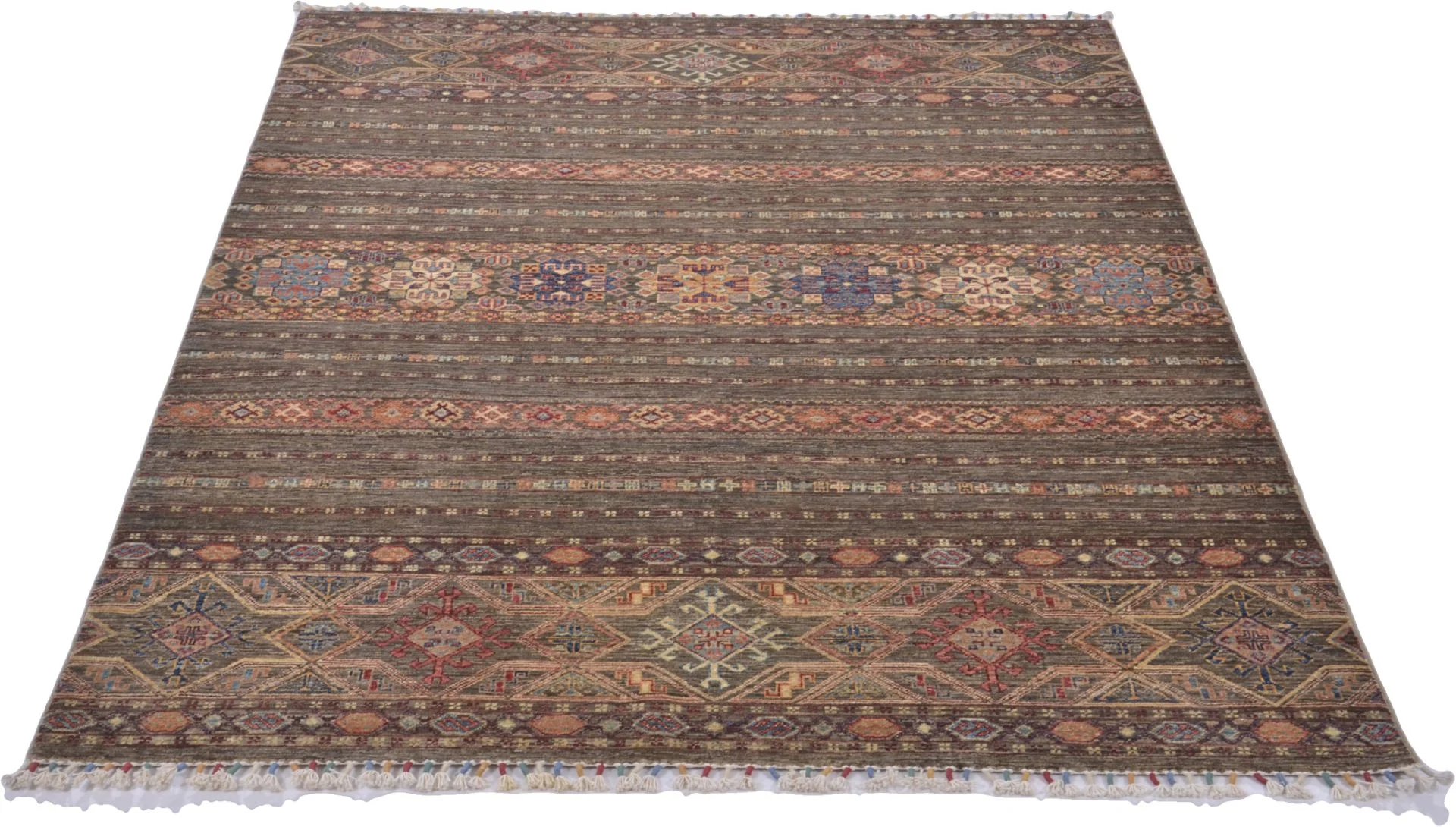 Hand-Knotted Wool Samarkand Afghan Rug, 174 × 242 cm