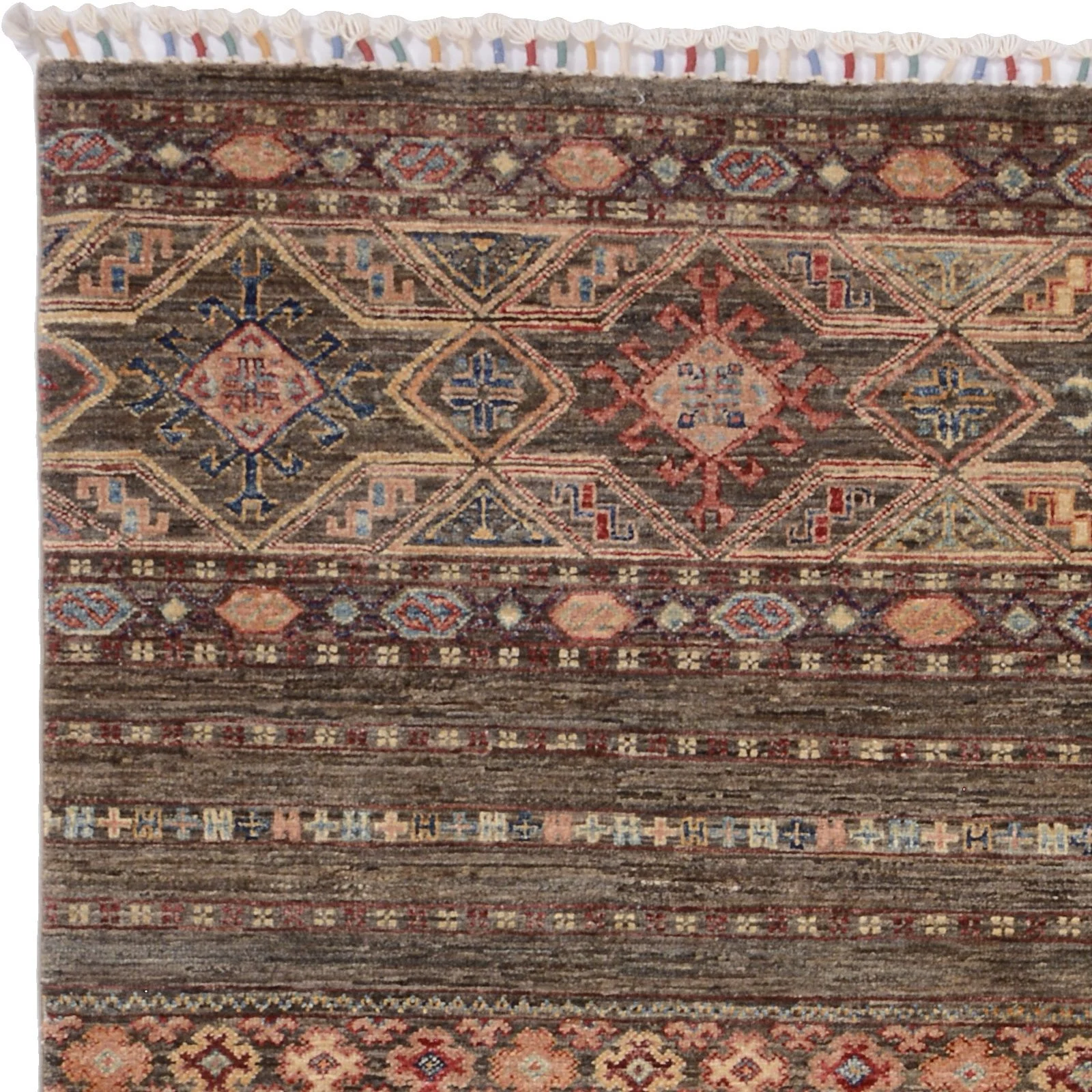 Hand-Knotted Wool Samarkand Afghan Rug, 174 × 242 cm