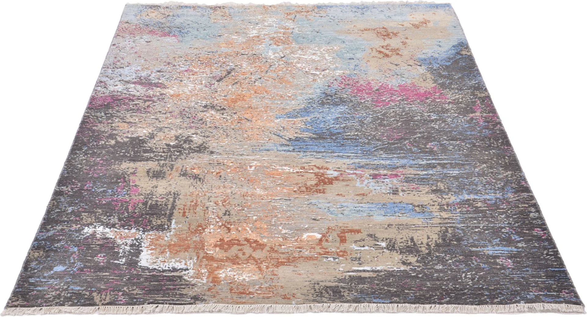 Hand-Knotted Silk Indian Rug, 187 × 276 cm