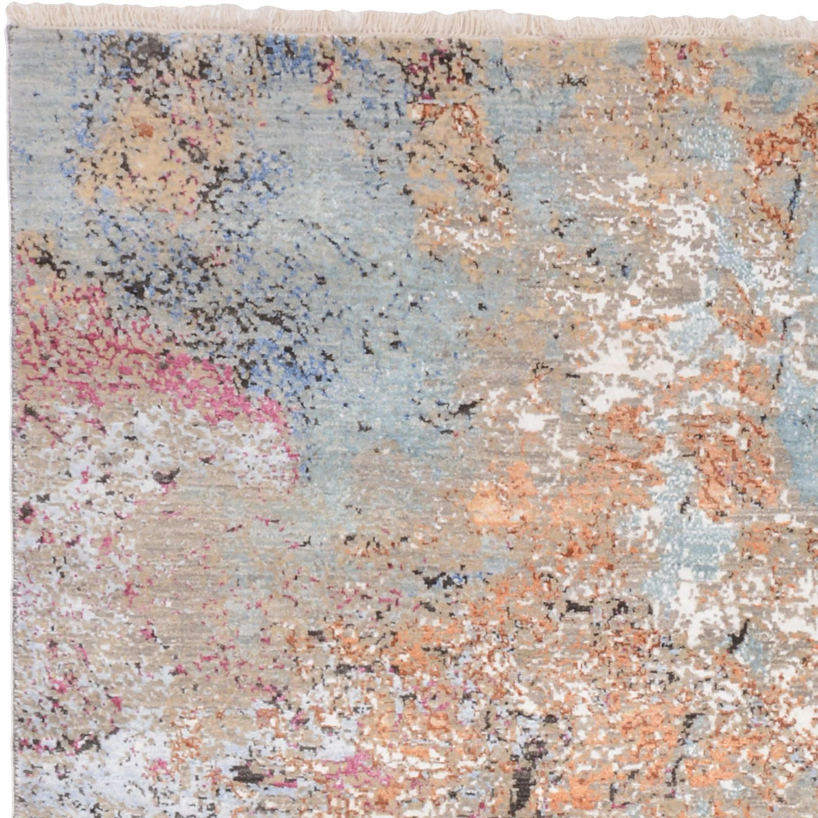 Hand-Knotted Silk Indian Rug, 187 × 276 cm