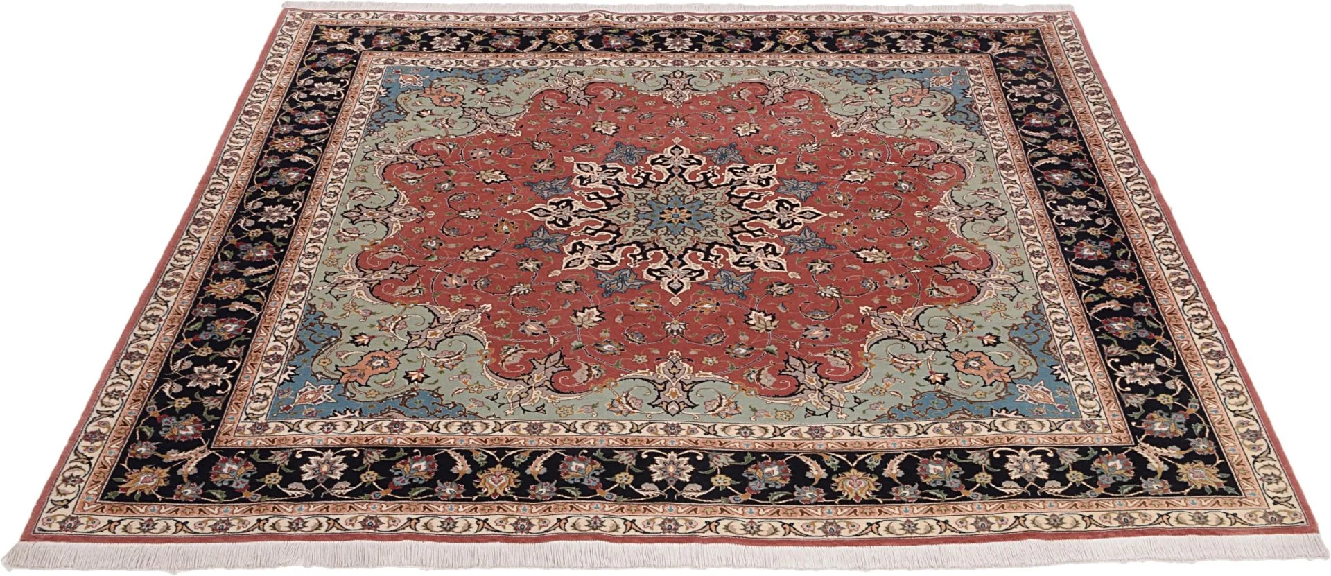 Hand-Knotted Wool Tabriz Persian Rug, 206 × 215 cm