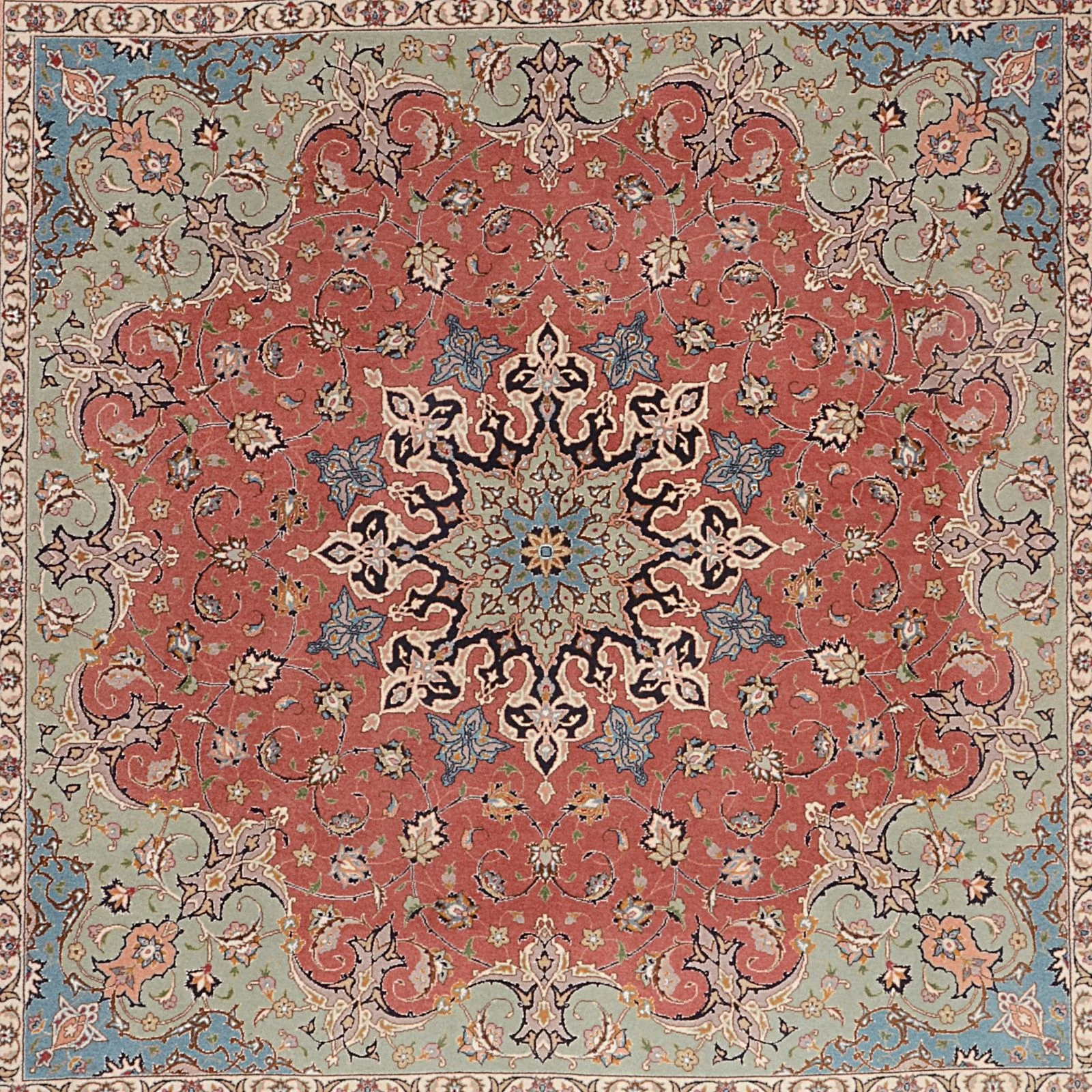 Hand-Knotted Wool Tabriz Persian Rug, 206 × 215 cm