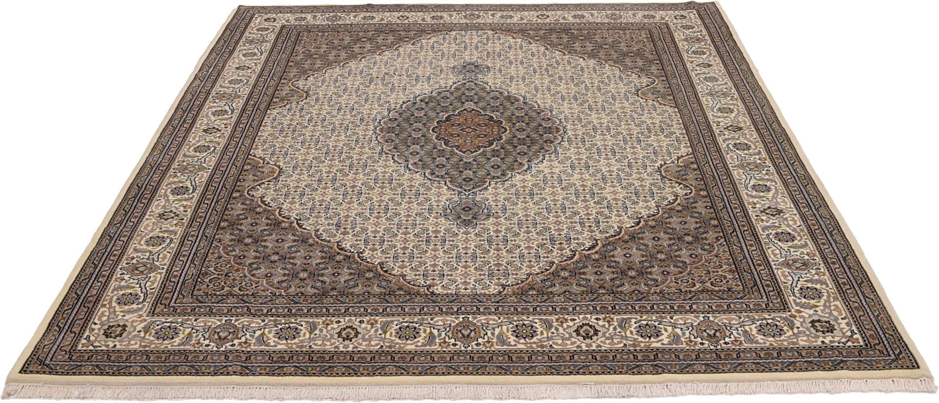 Hand-Knotted Wool Tabriz Indian Rug, 251 × 296 cm