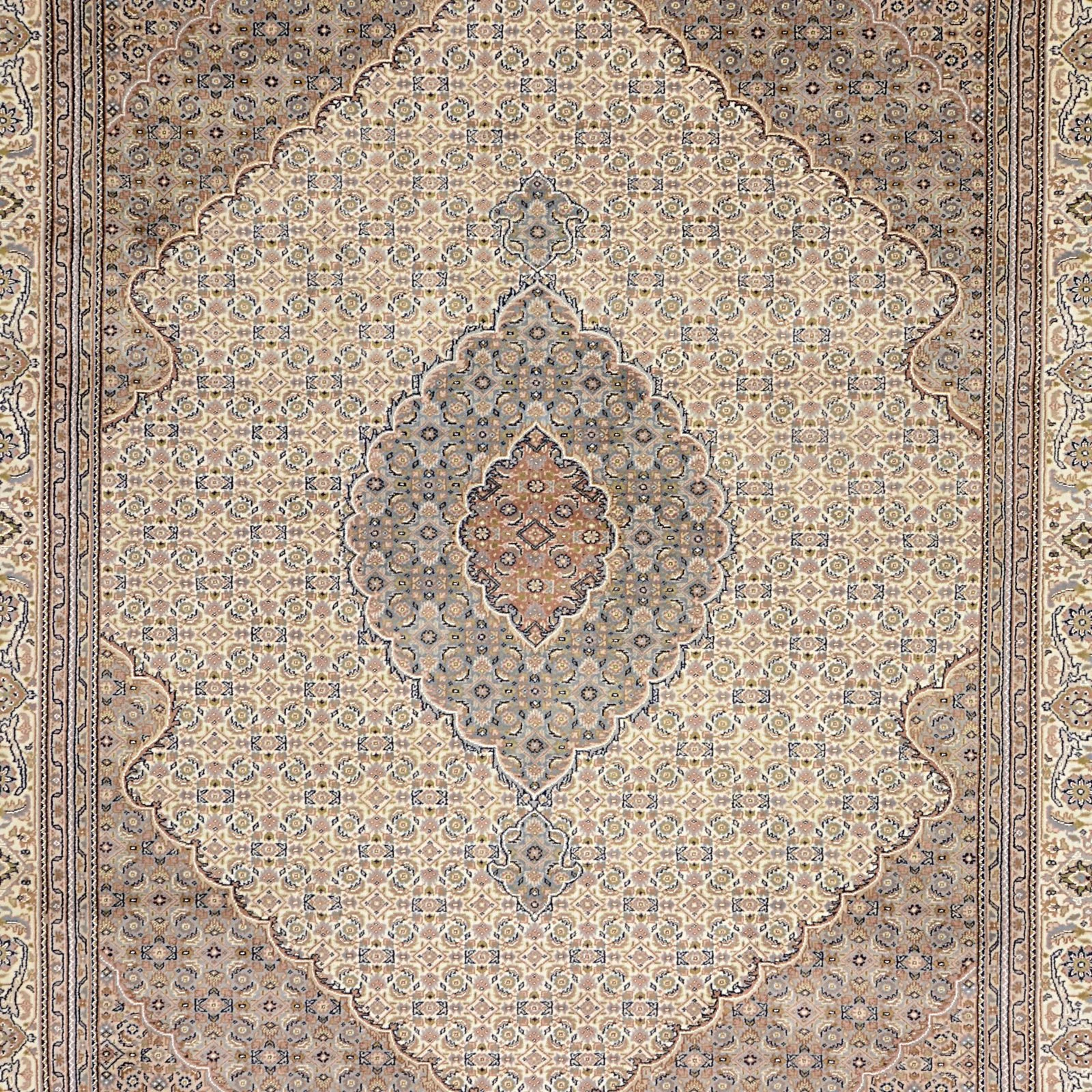 Hand-Knotted Wool Tabriz Indian Rug, 251 × 296 cm