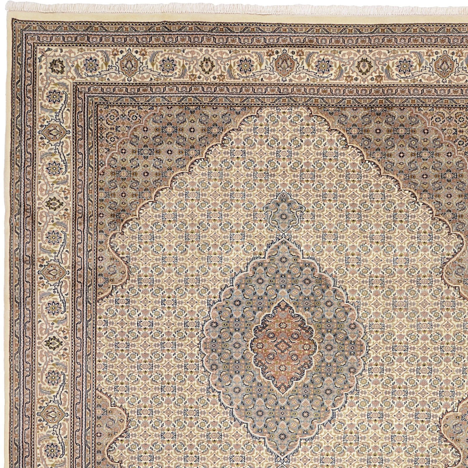Hand-Knotted Wool Tabriz Indian Rug, 251 × 296 cm