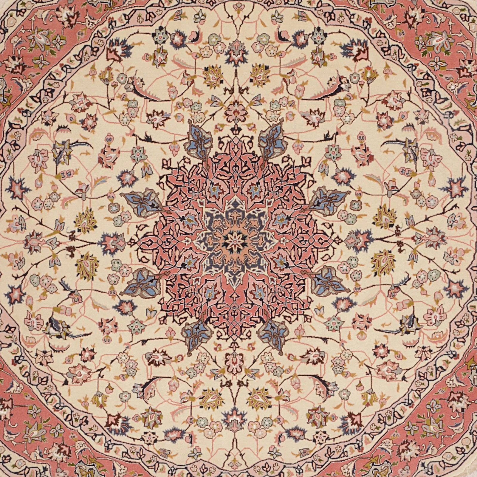 Hand-Knotted Wool Tabriz Persian Rug, 195 × 195 cm