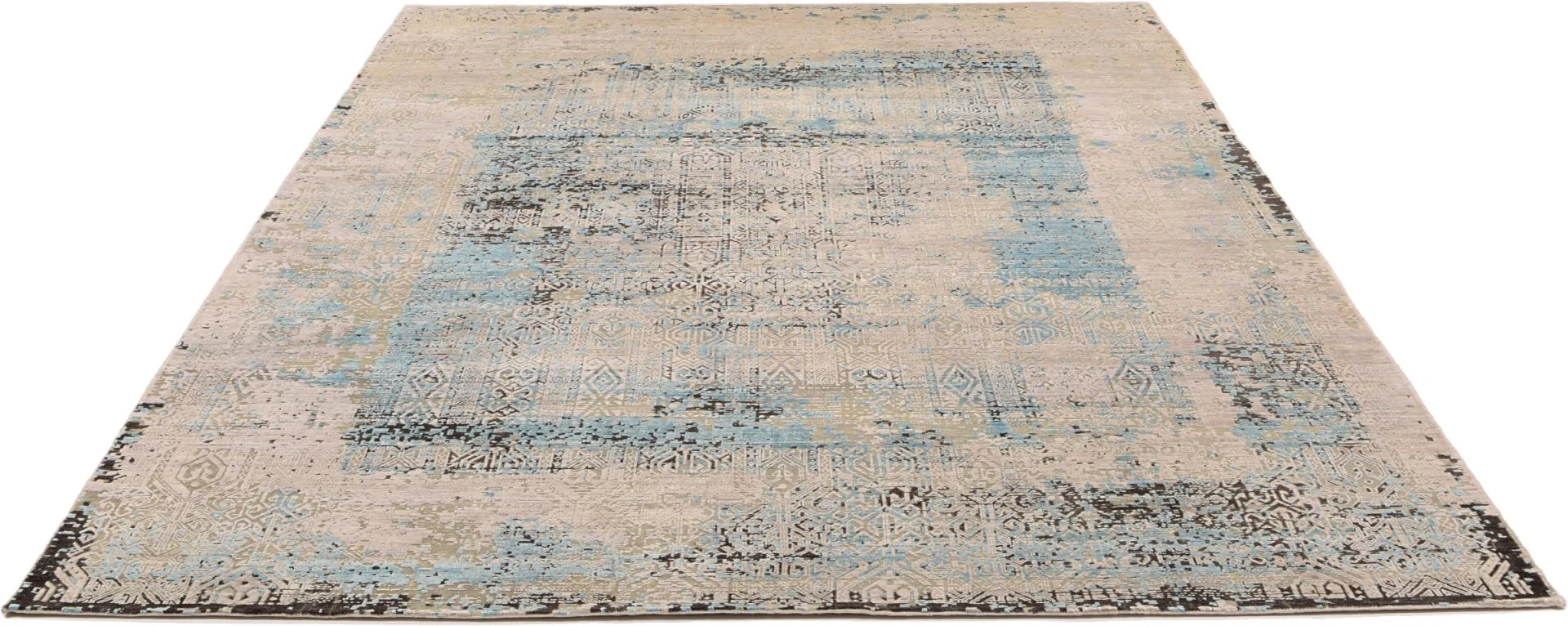 Hand-Knotted Wool & Silk Indian Rug, 267 × 364 cm