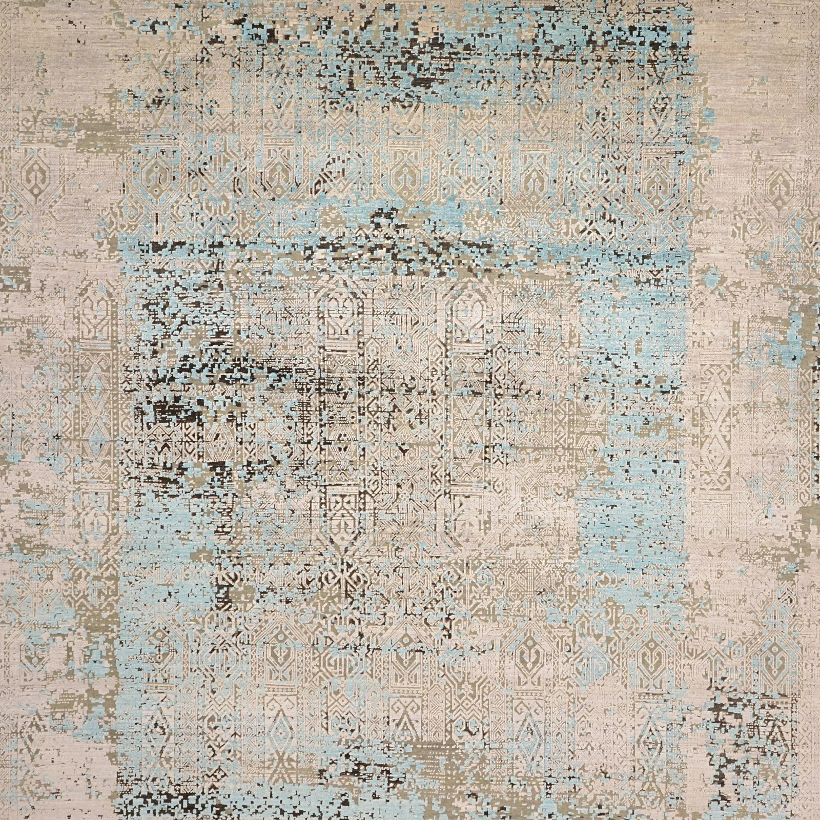 Hand-Knotted Wool & Silk Indian Rug, 267 × 364 cm