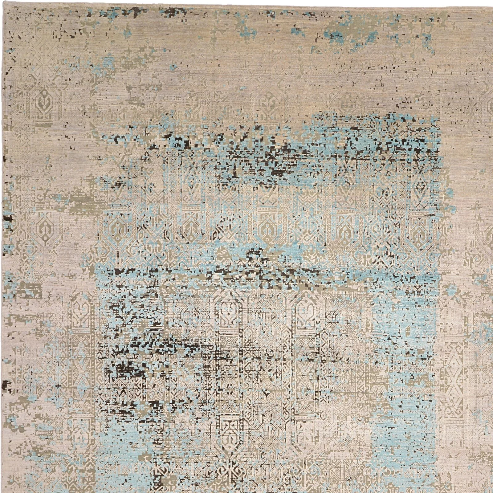 Hand-Knotted Wool & Silk Indian Rug, 267 × 364 cm