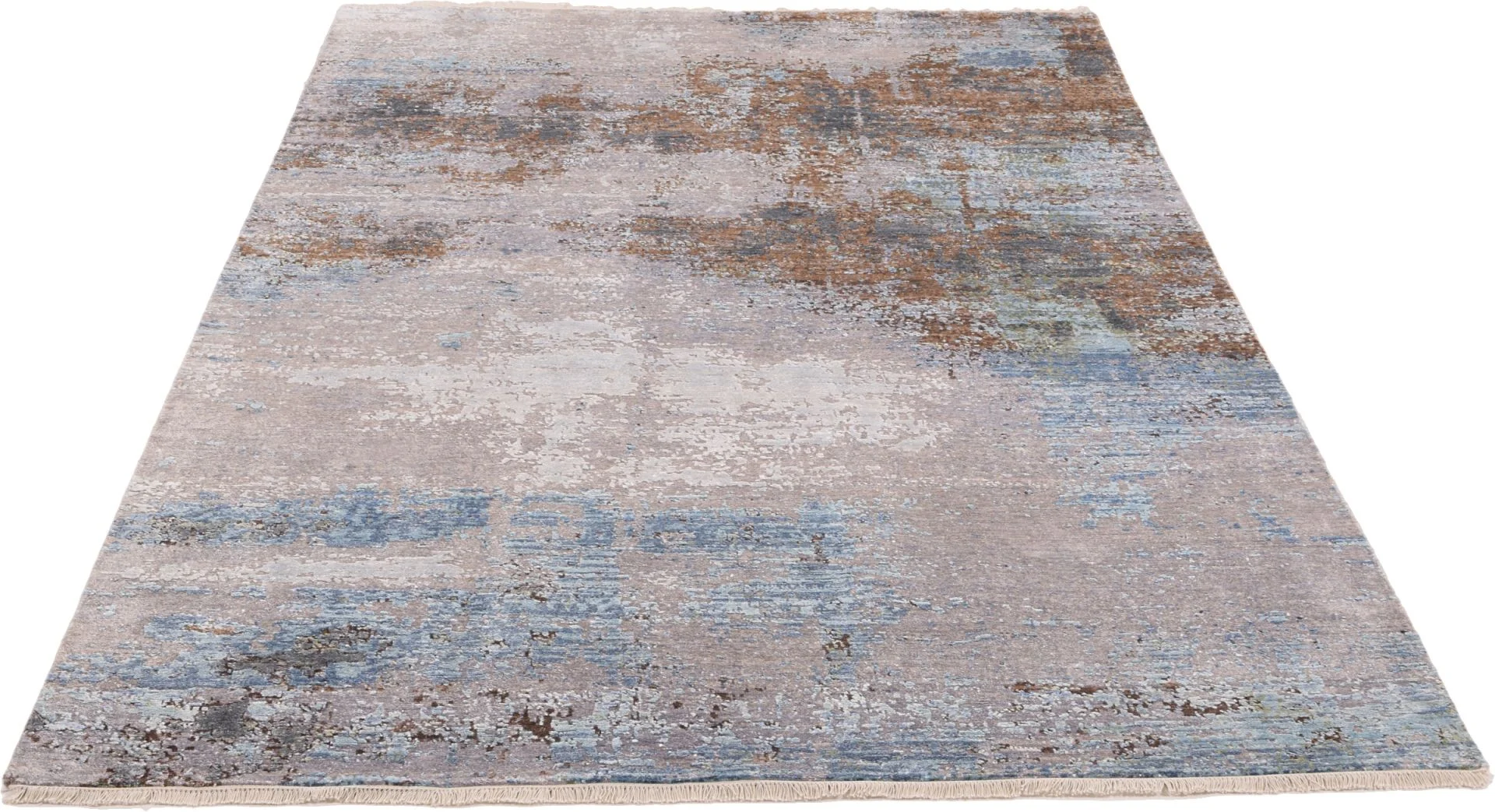 Hand-Knotted Silk Indian Rug, 201 × 299 cm