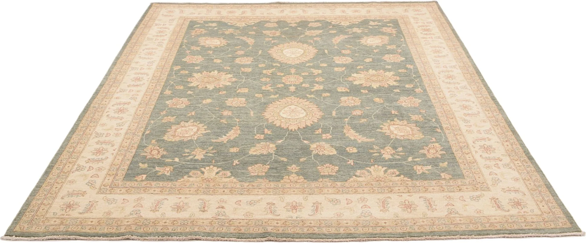 Hand-Knotted Wool Ziegler Pakistani Rug, 246 × 295 cm