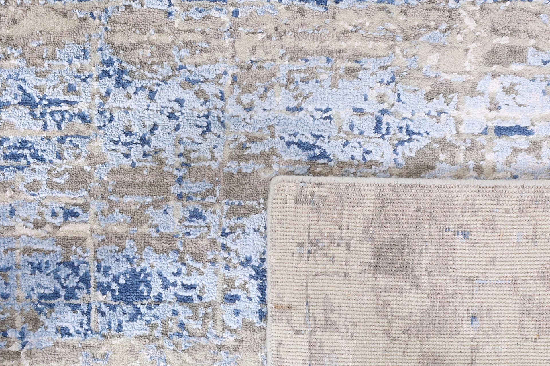 Hand-Knotted Wool & Silk Indian Rug, 243 × 305 cm