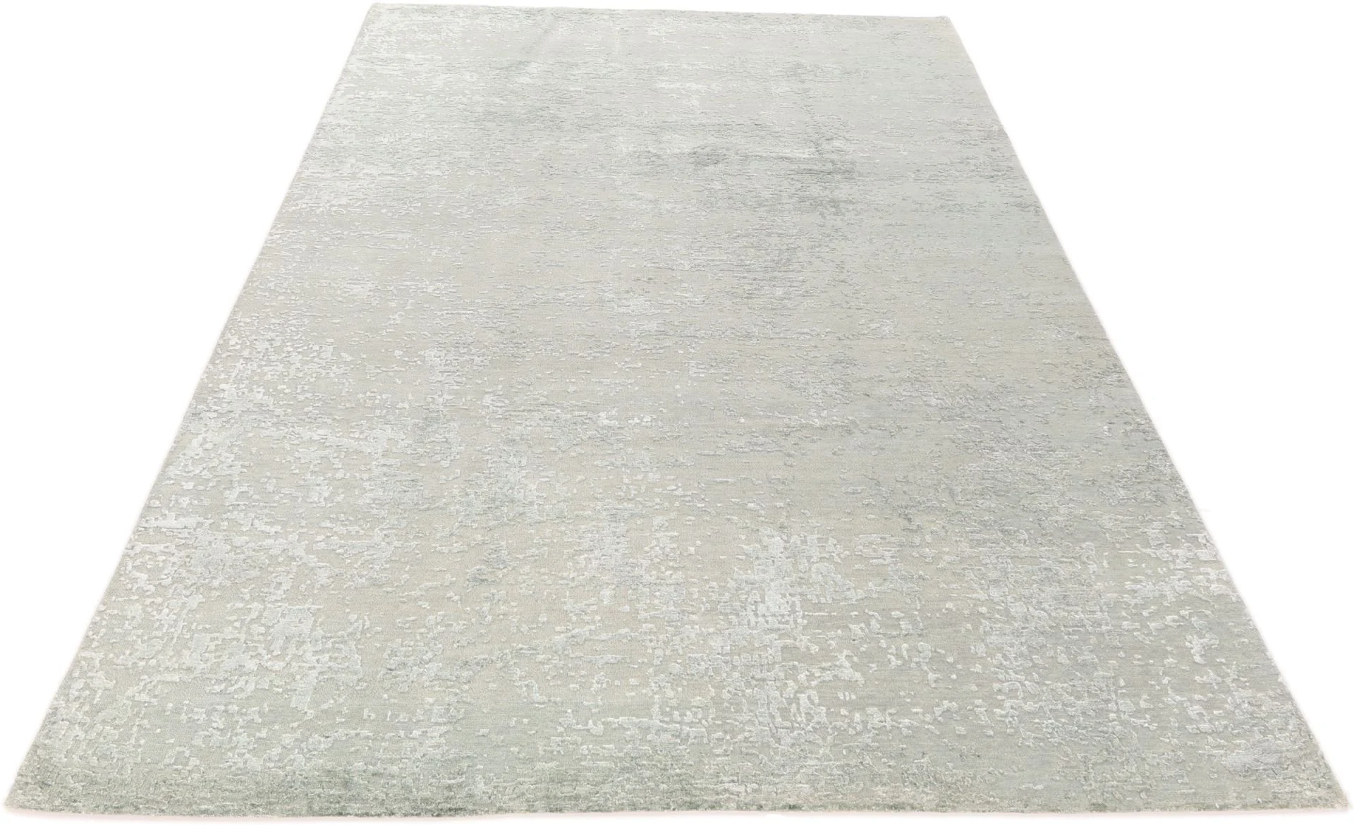 Hand-Knotted Wool & Silk Indian Rug, 201 × 306 cm
