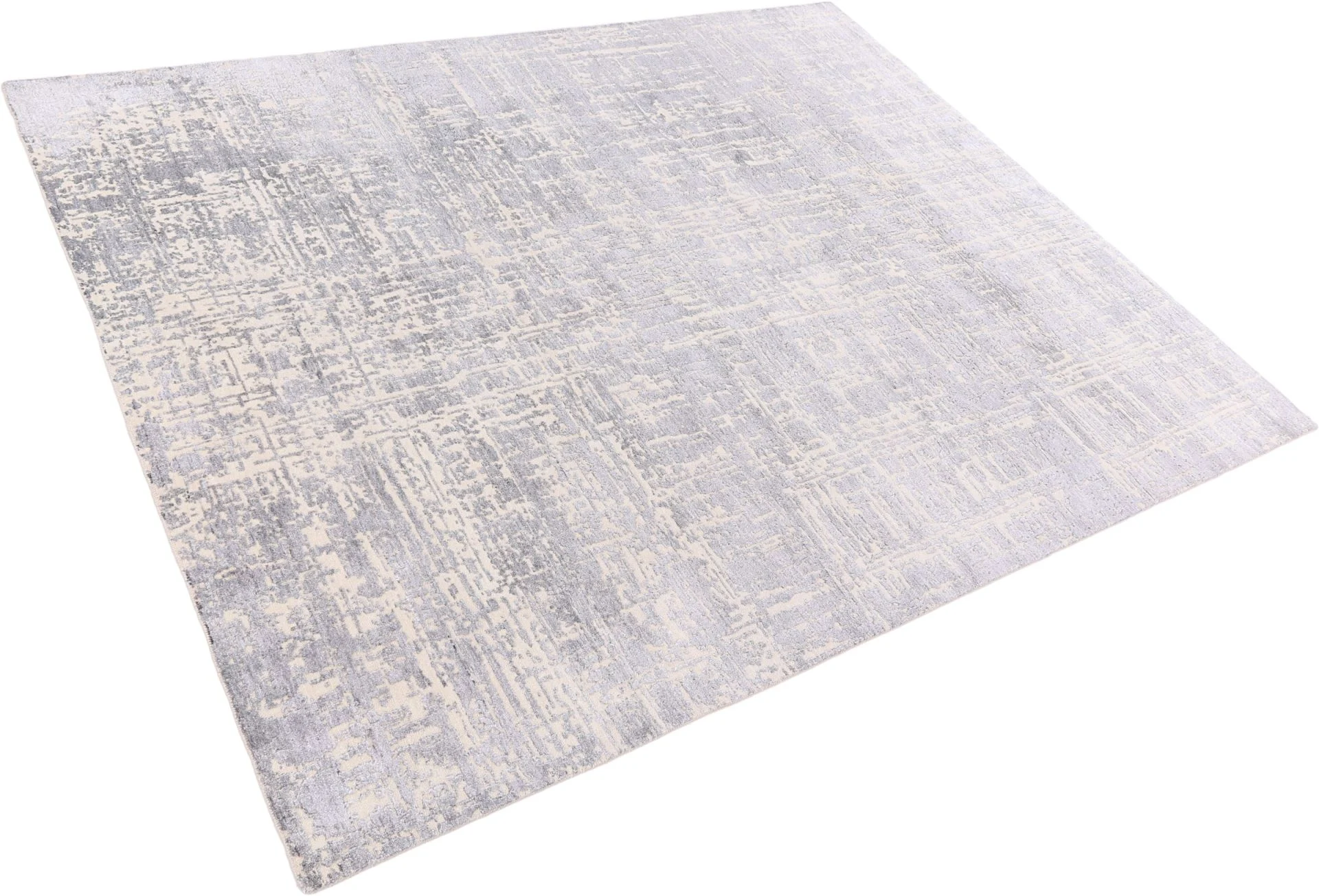 Hand-Knotted Wool & Silk Indian Rug, 241 × 302 cm