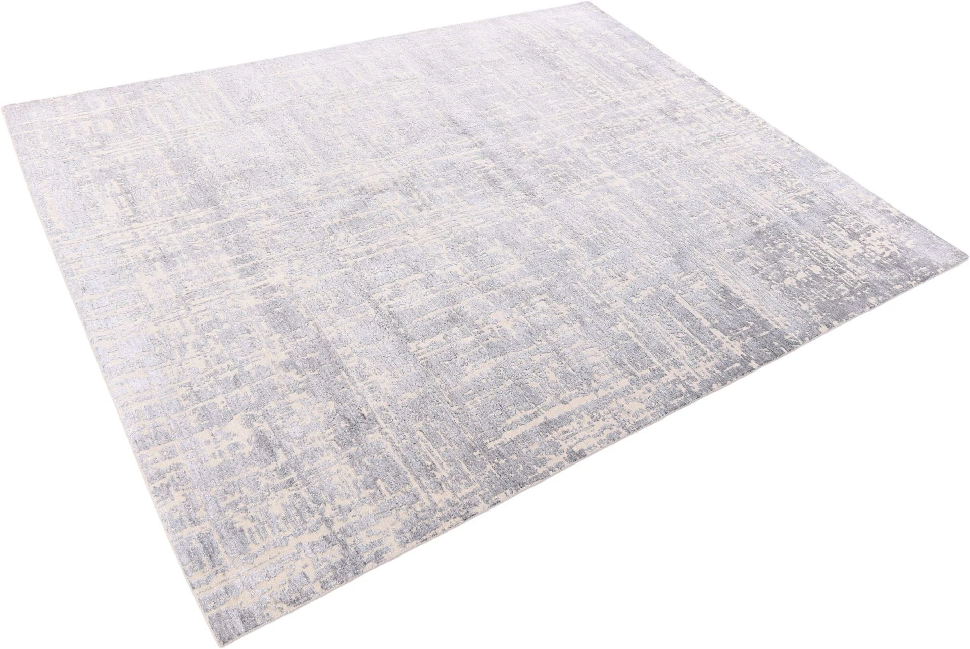 Hand-Knotted Wool & Silk Indian Rug, 241 × 302 cm