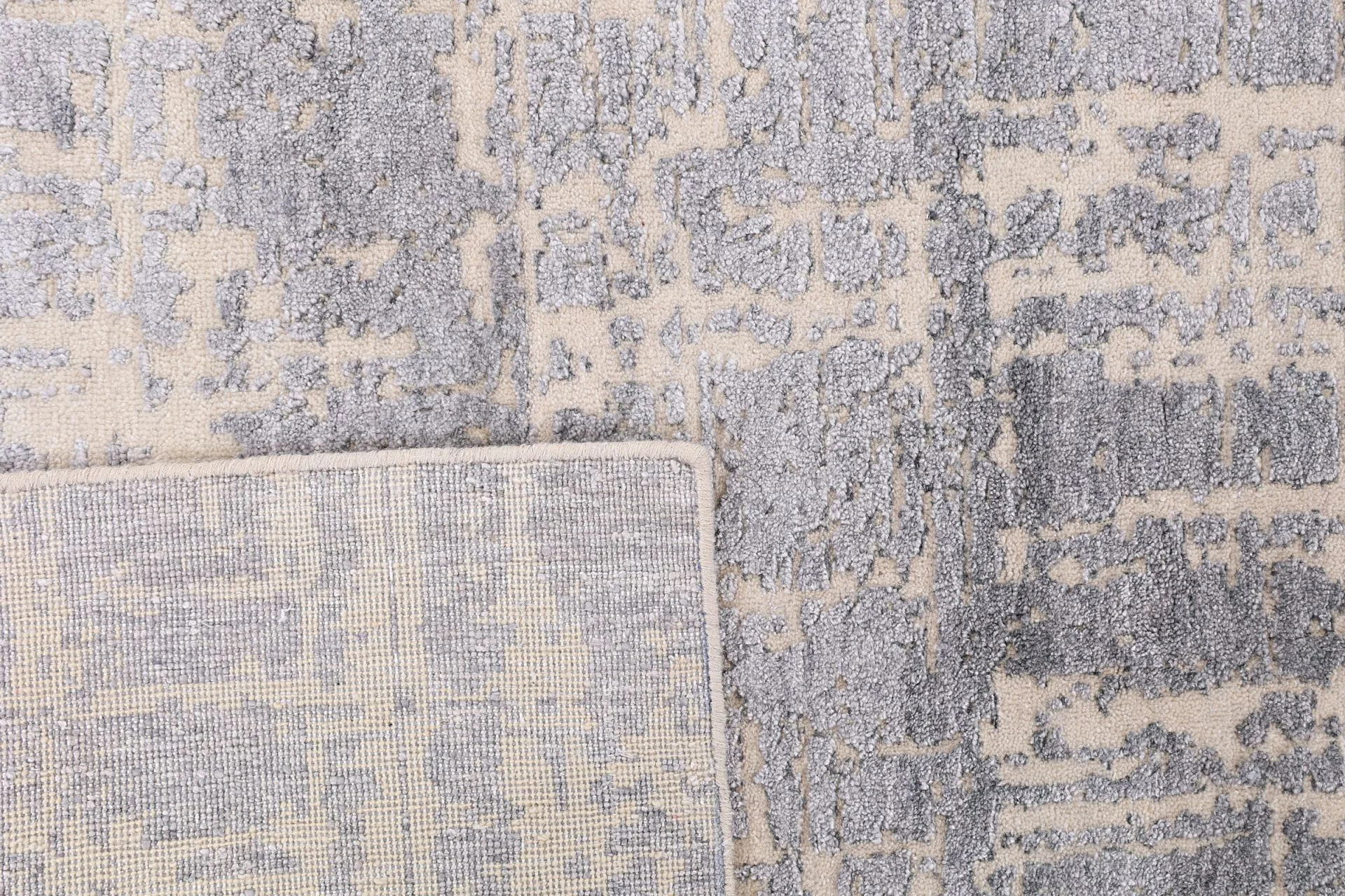 Hand-Knotted Wool & Silk Indian Rug, 241 × 302 cm