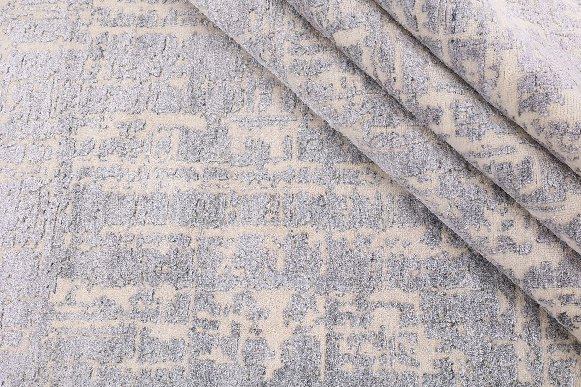 Hand-Knotted Wool & Silk Indian Rug, 241 × 302 cm