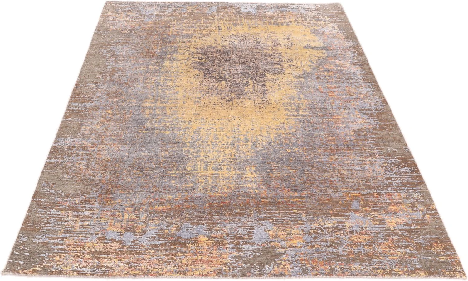 Hand-Knotted Wool & Silk Indian Rug, 174 × 240 cm