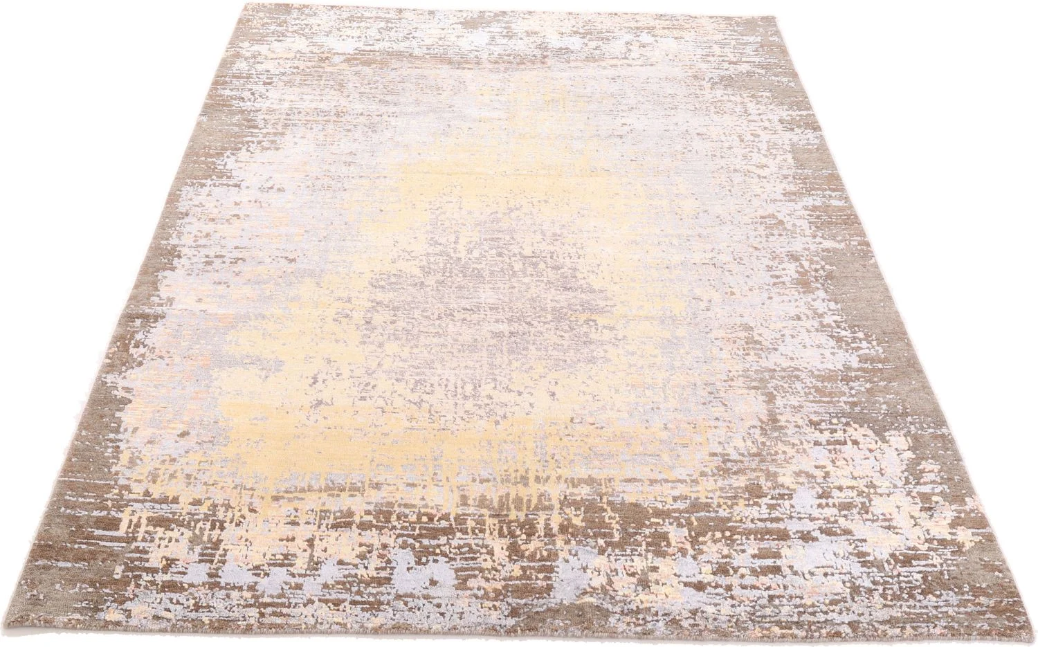 Hand-Knotted Wool & Silk Indian Rug, 174 × 240 cm