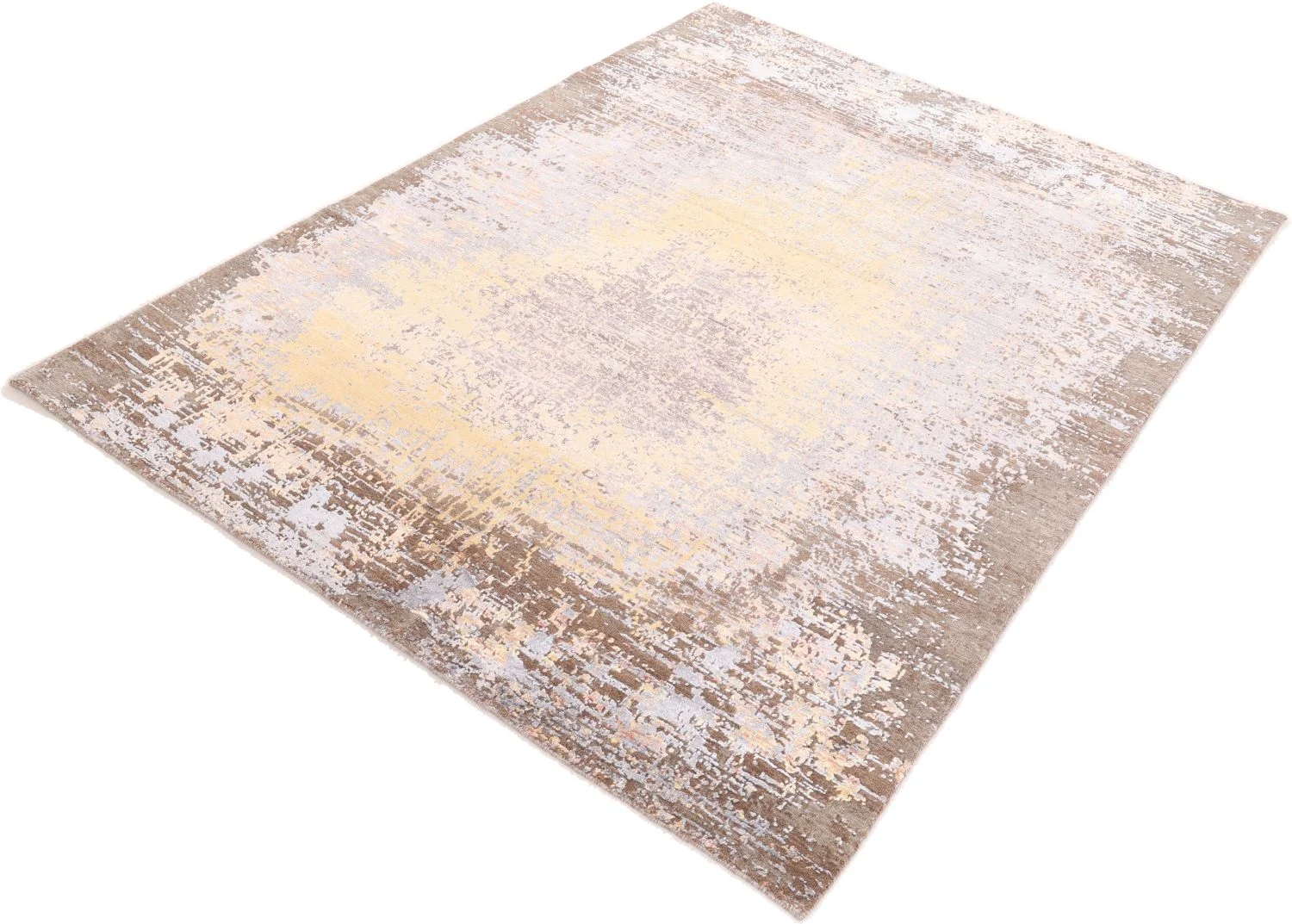 Hand-Knotted Wool & Silk Indian Rug, 174 × 240 cm