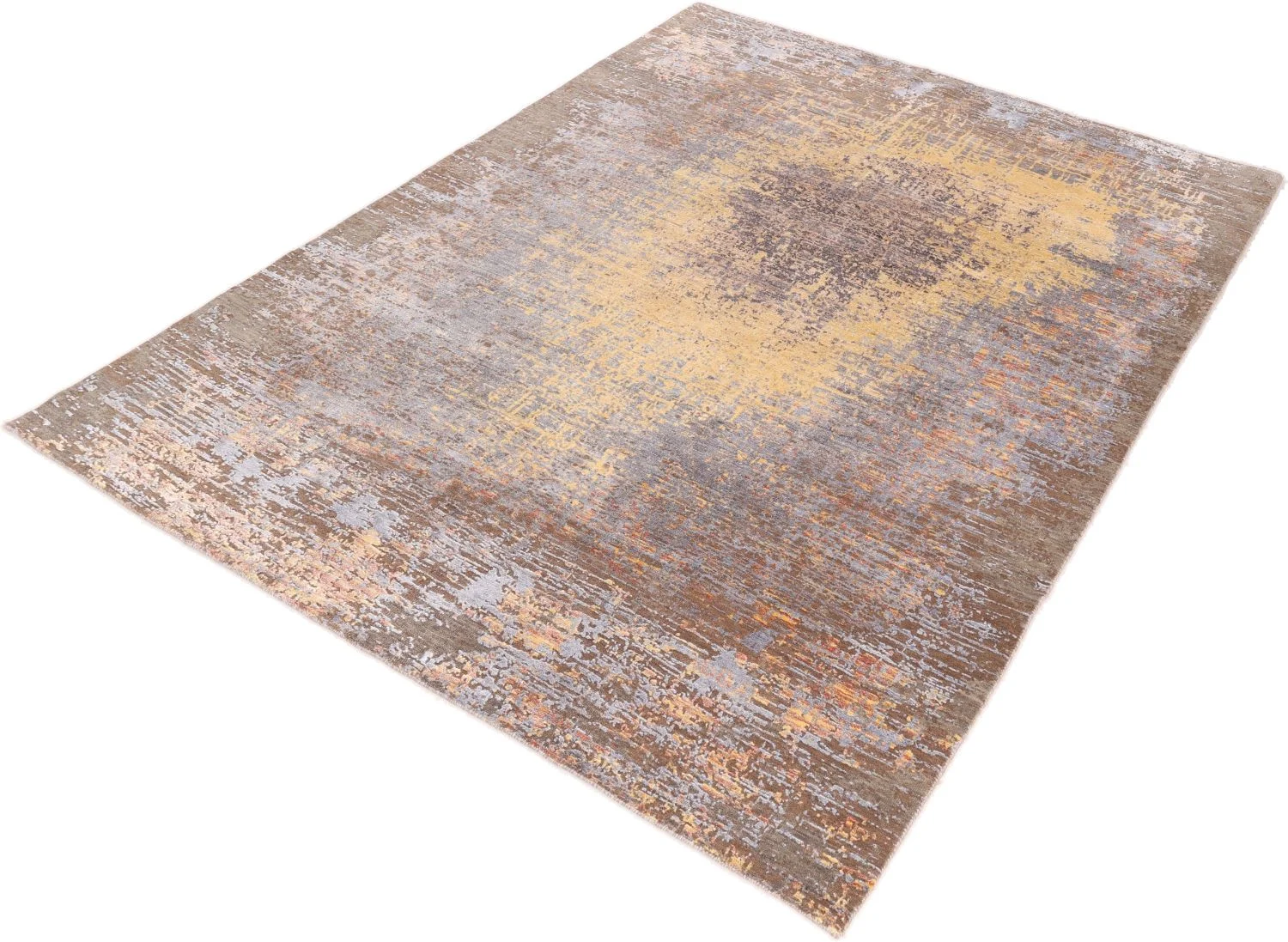 Hand-Knotted Wool & Silk Indian Rug, 174 × 240 cm