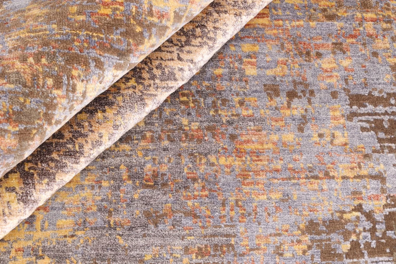 Hand-Knotted Wool & Silk Indian Rug, 174 × 240 cm
