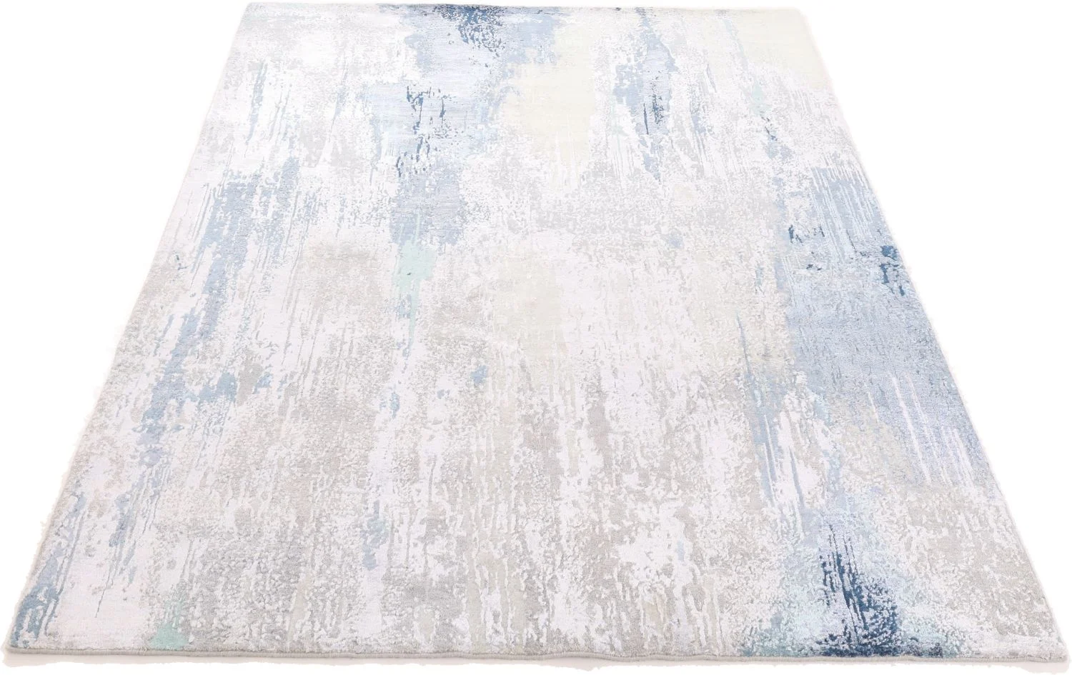 Hand-Knotted Wool & Silk Indian Rug, 172 × 247 cm