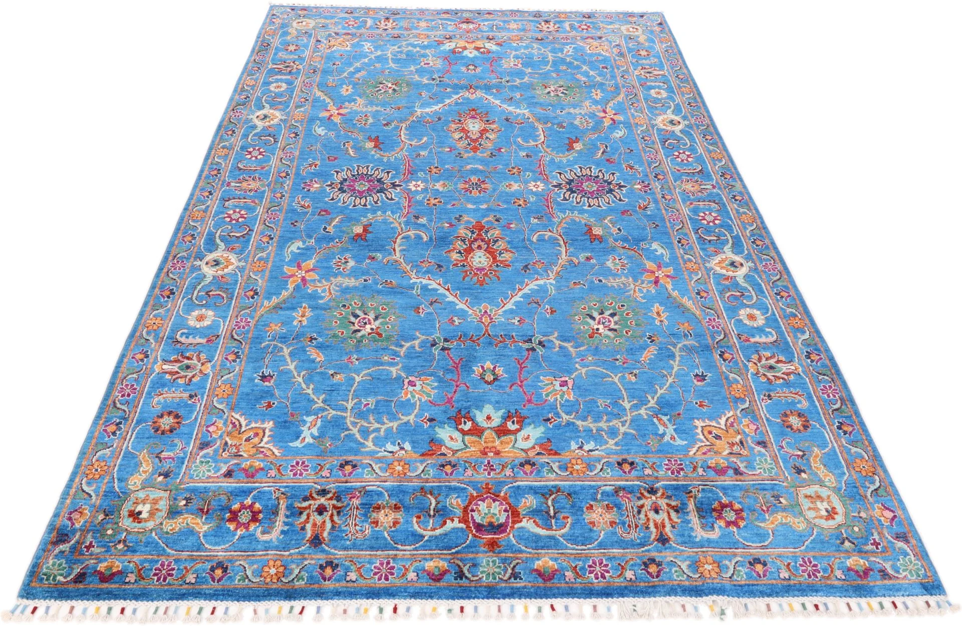 Hand-Knotted Wool Samarkand Pakistani Rug, 202 × 322 cm