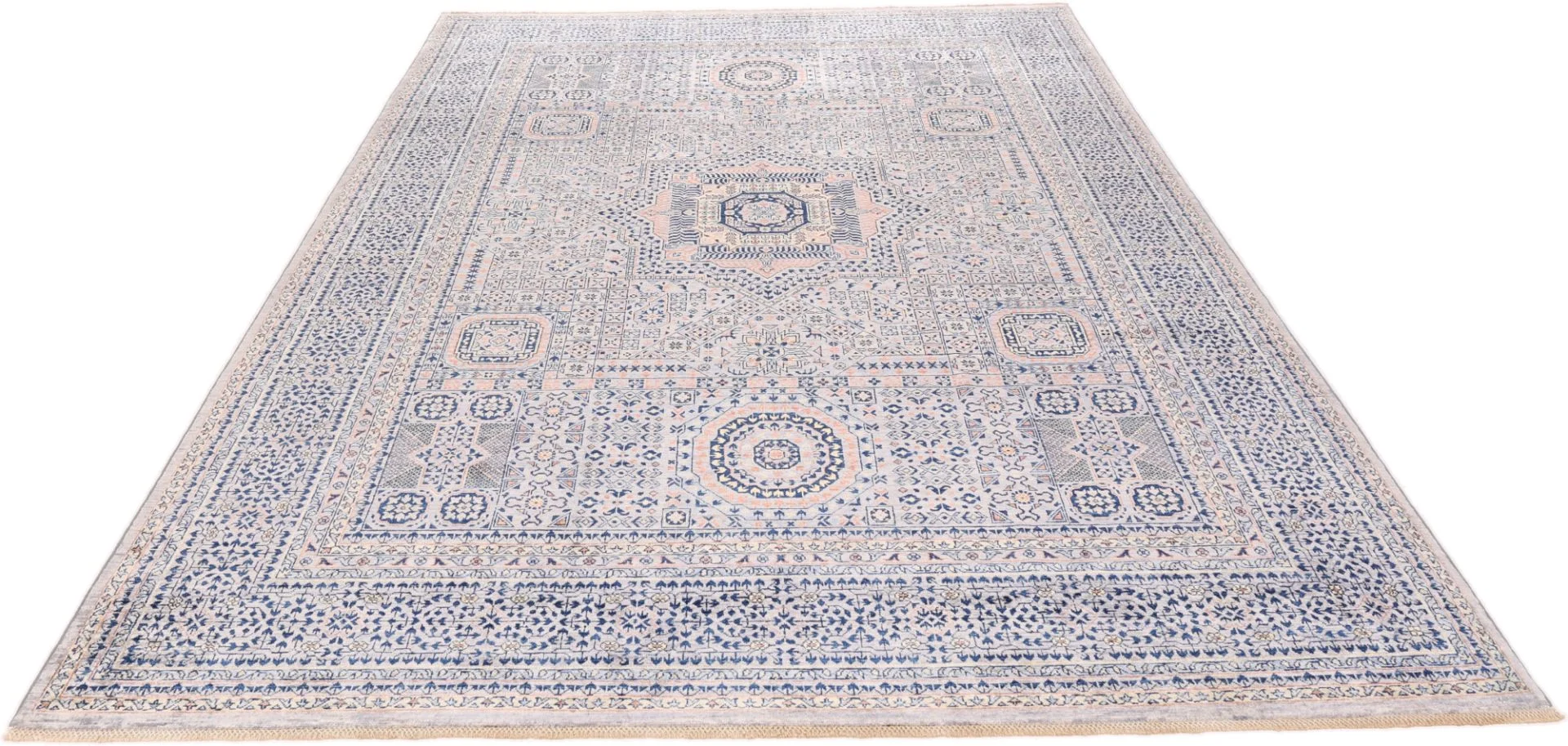 Hand-Knotted Wool Mamluk Afghan Rug, 253 × 355 cm