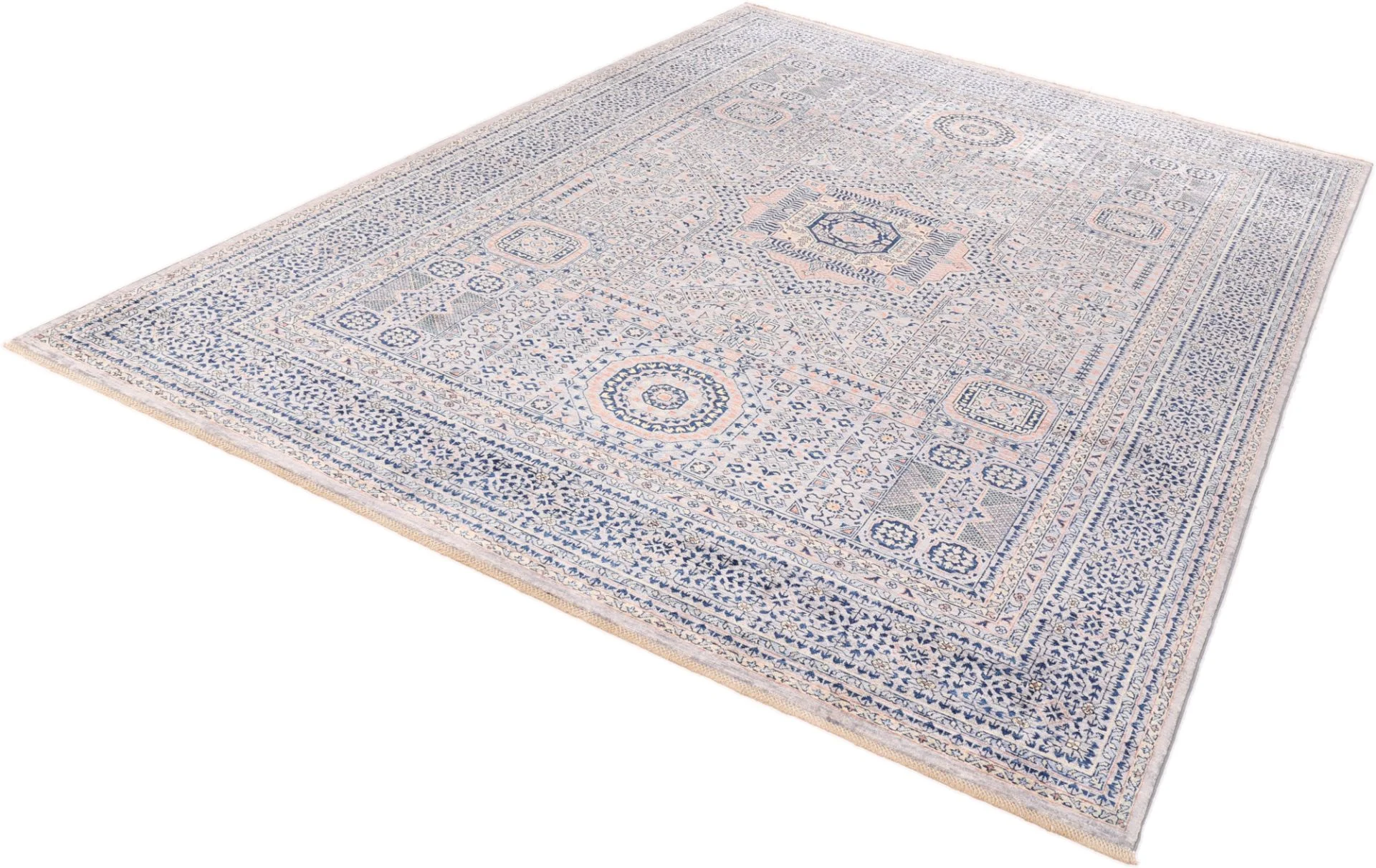 Hand-Knotted Wool Mamluk Afghan Rug, 253 × 355 cm