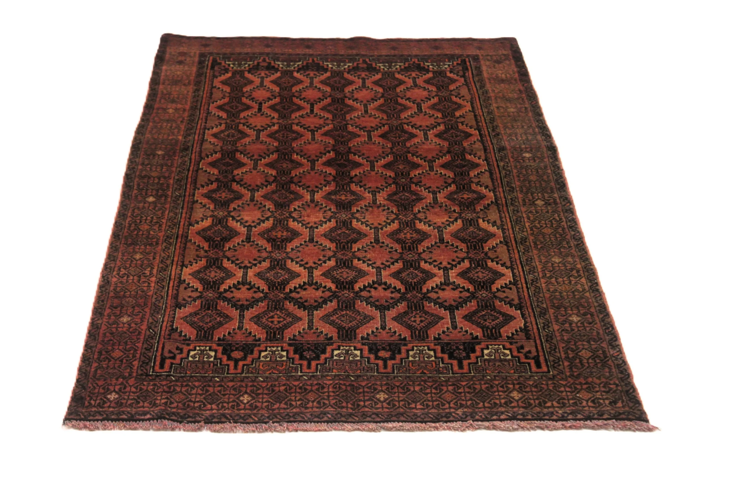 perserteppich-belutsch-189-x-96-cm-wolle-handgeknupft-rot-orange-6-scaled Hand-Knotted Wool Baluch Persian Rug, 189 × 96 cm