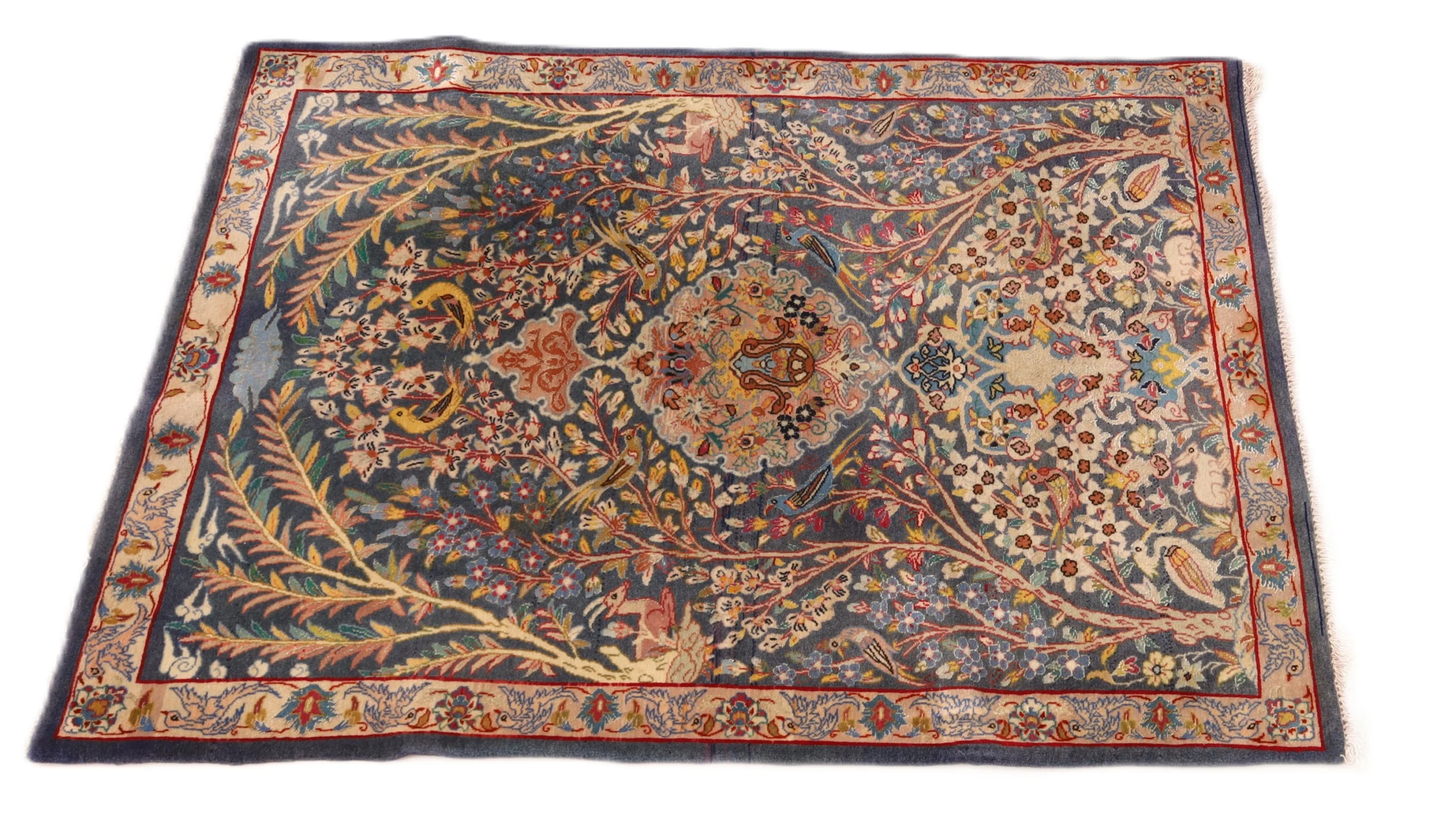 Hand-Knotted Wool & Silk Isfahan Persian Rug, 92 × 70 cm