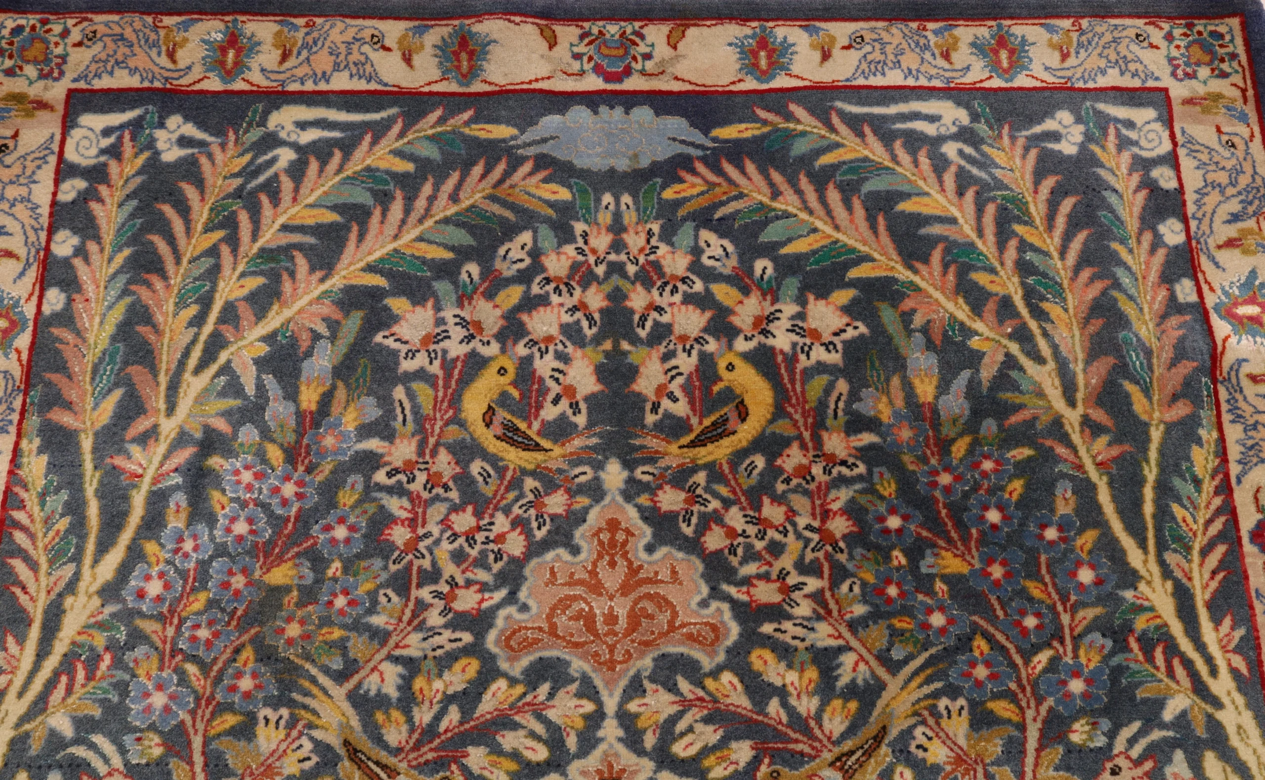 Hand-Knotted Wool & Silk Isfahan Persian Rug, 92 × 70 cm