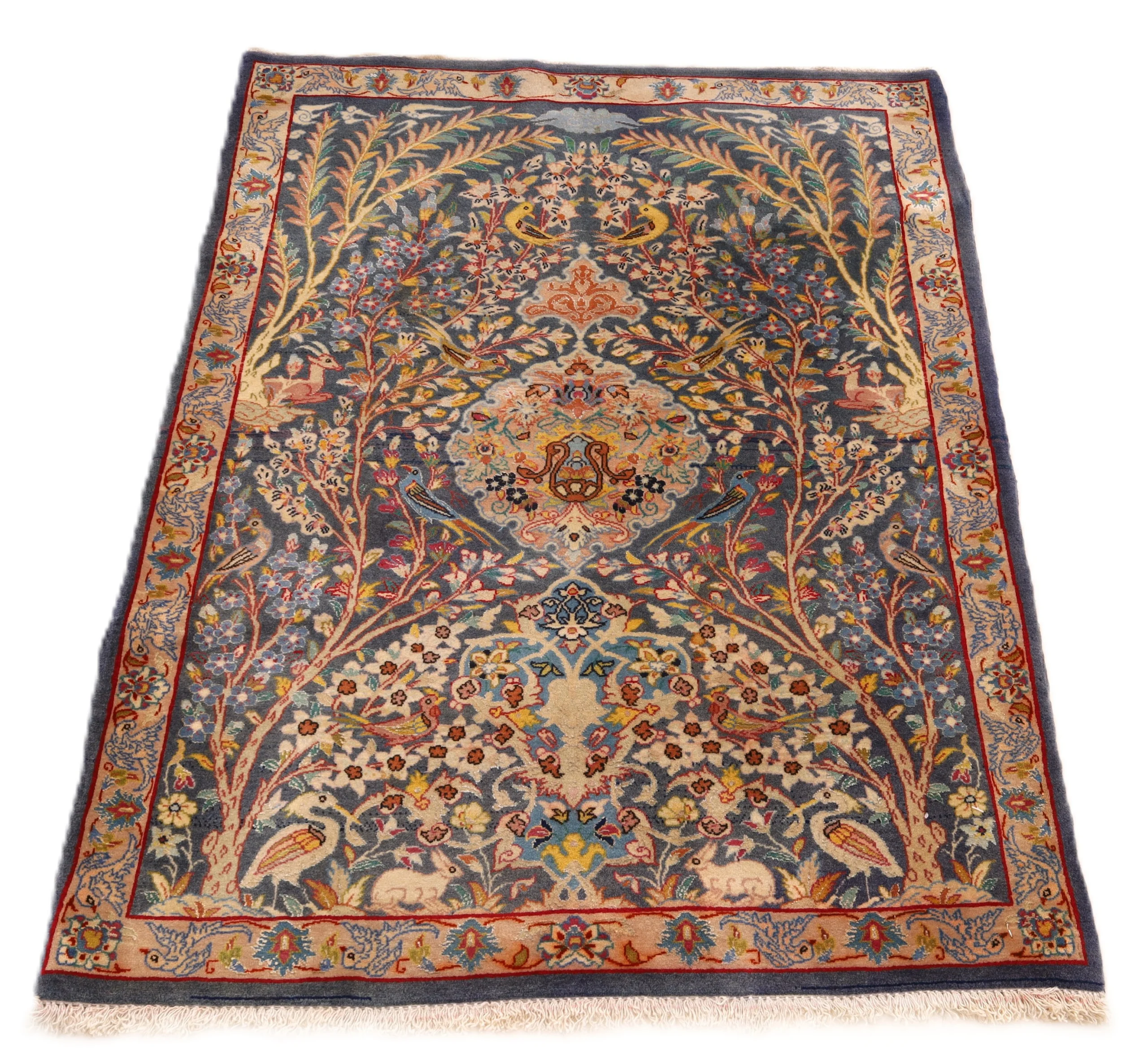 Hand-Knotted Wool & Silk Isfahan Persian Rug, 92 × 70 cm