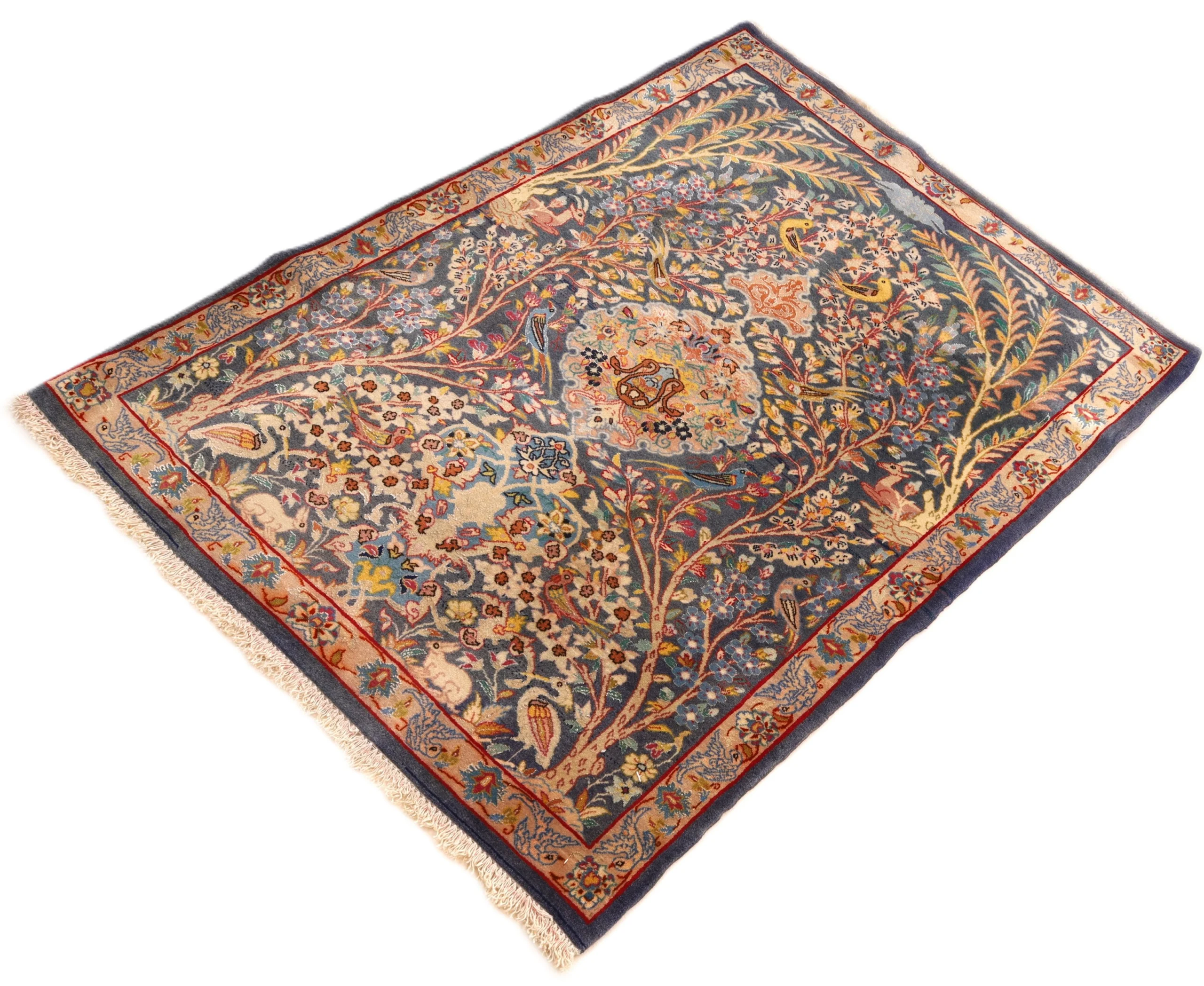 Hand-Knotted Wool & Silk Isfahan Persian Rug, 92 × 70 cm